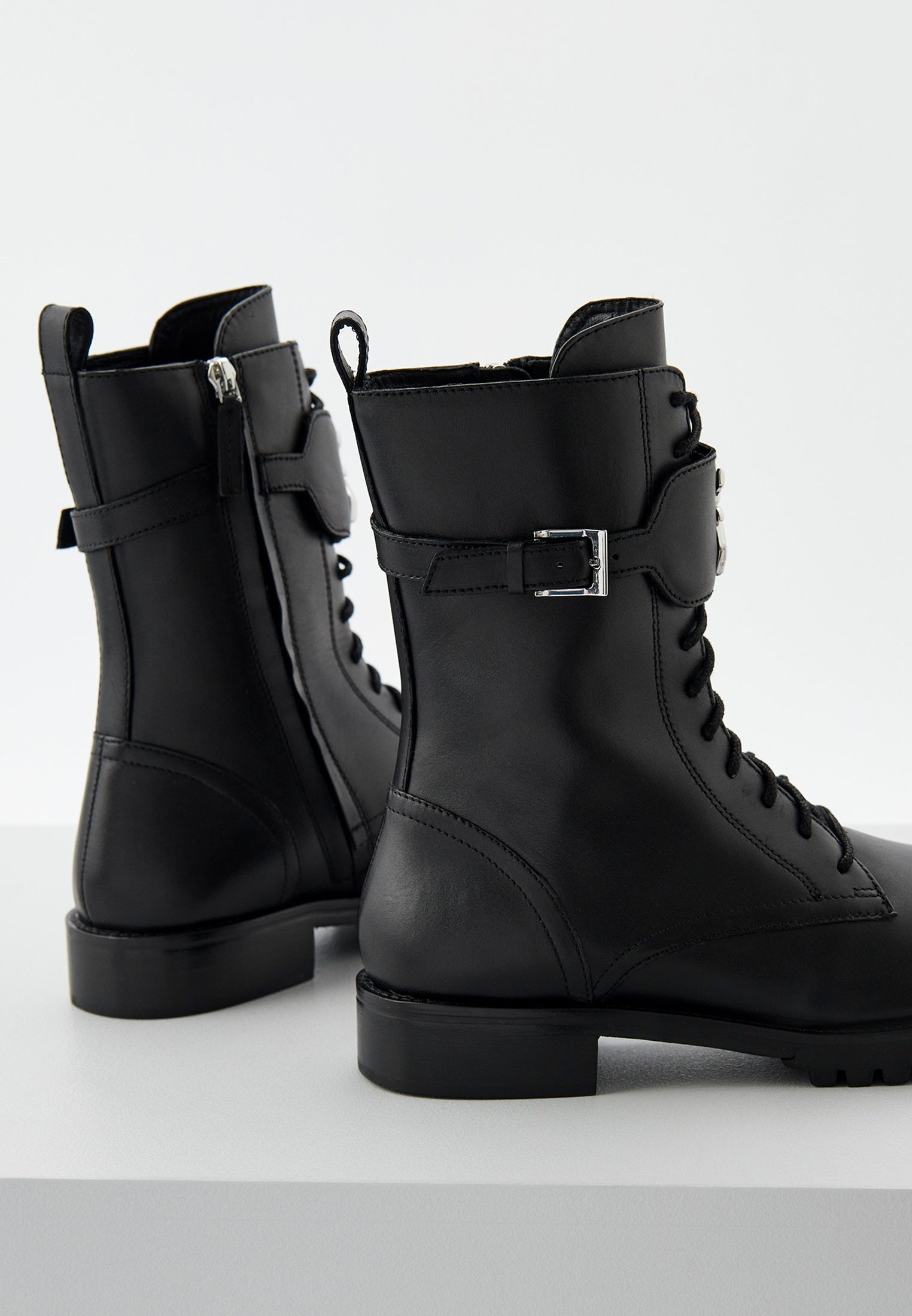 Дамски боти Women’s leather ankle boots Patrizia Pepe 8Y0080 L078 K103 Black heels view