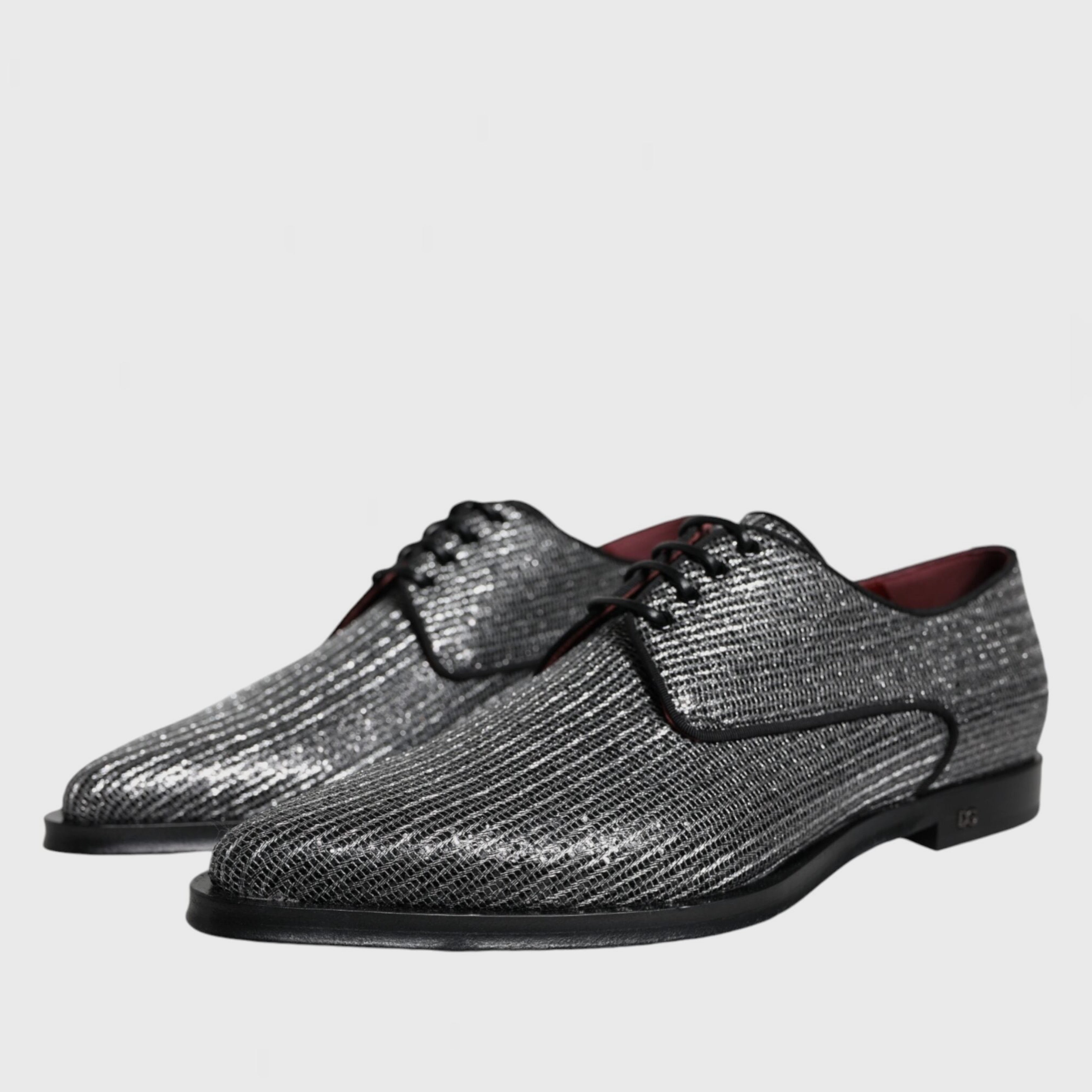 Мъжки луксозни сребристи официални обувки DOLCE & GABBANA Men’s Luxury Silver Derby Formal Shoes