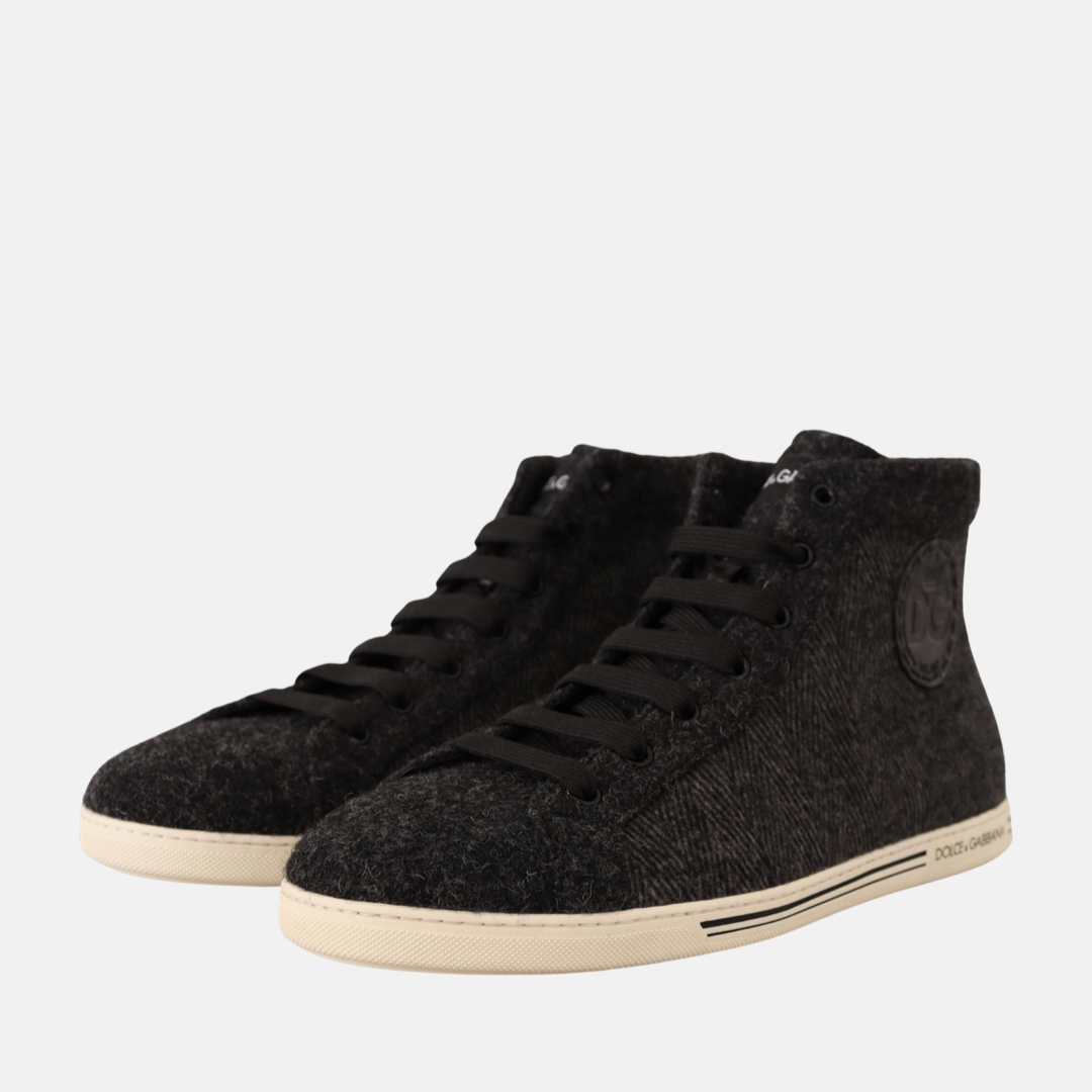 Мъжки високи кецове Dolce & Gabbana Elegant High Top Cotton/Wool Sneakers