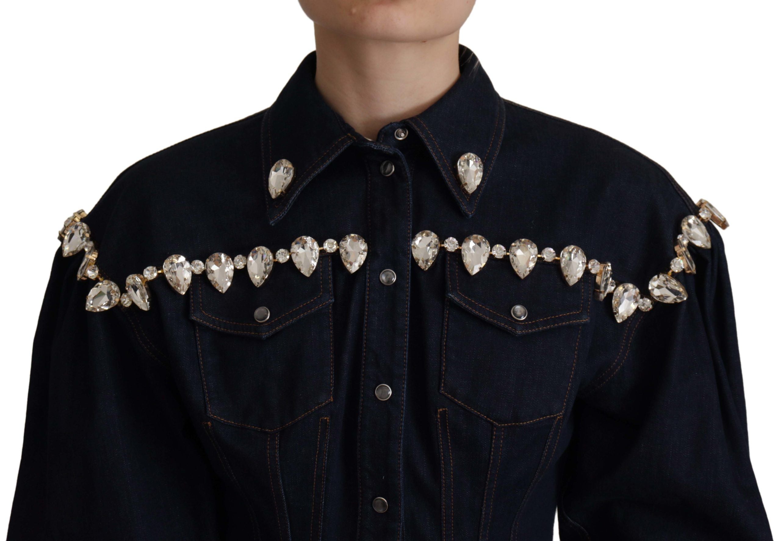Елегантно дънково яке Dolce &amp; Gabbana, украсено с кристали