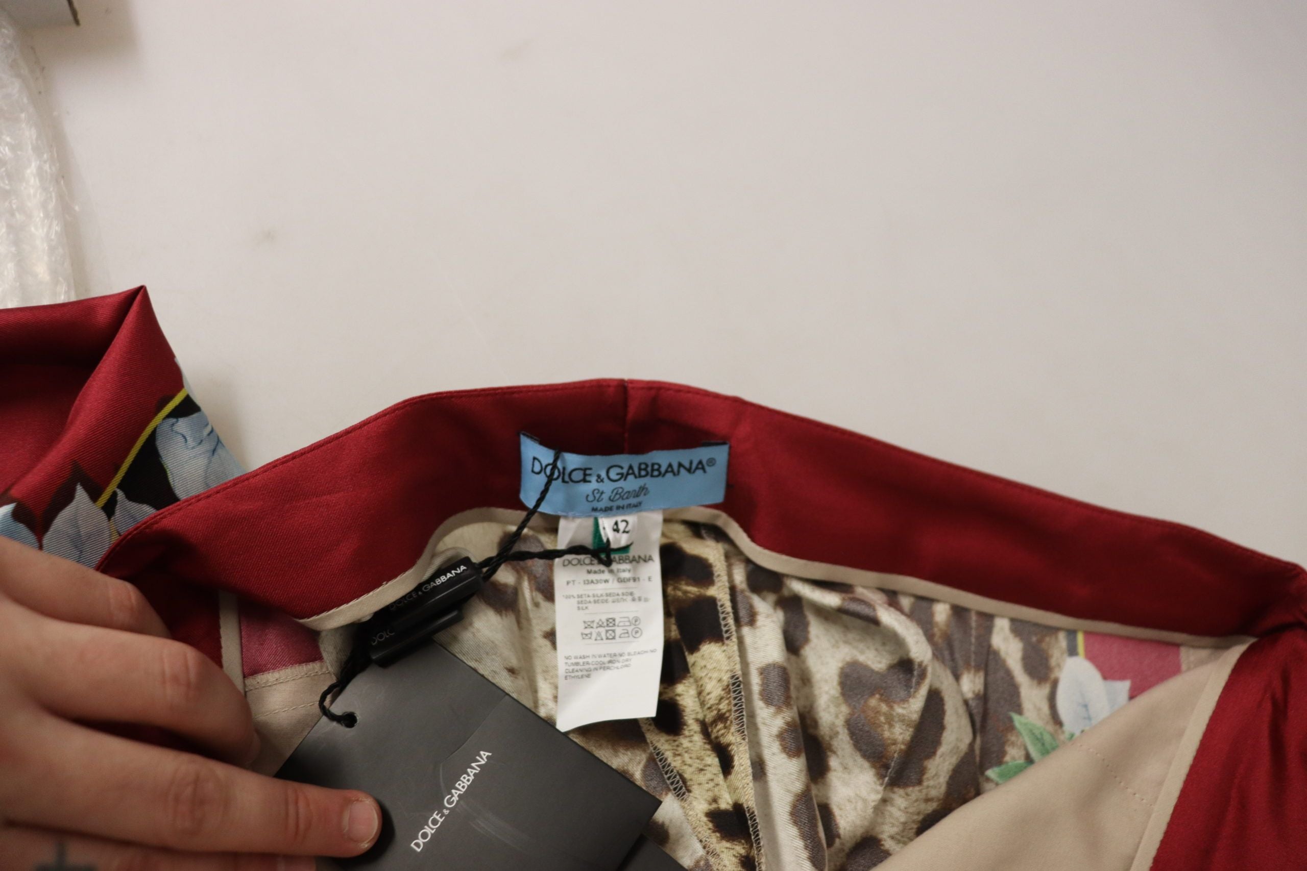 Dolce &amp; Gabbana Елегантни многоцветни копринени панталони с висока талия