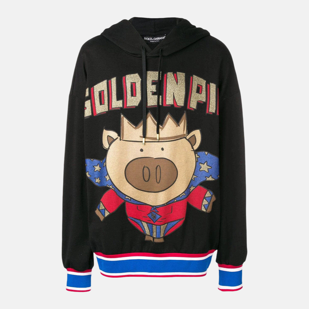 Мъжко черно худи Dolce & Gabbana Golden Pig