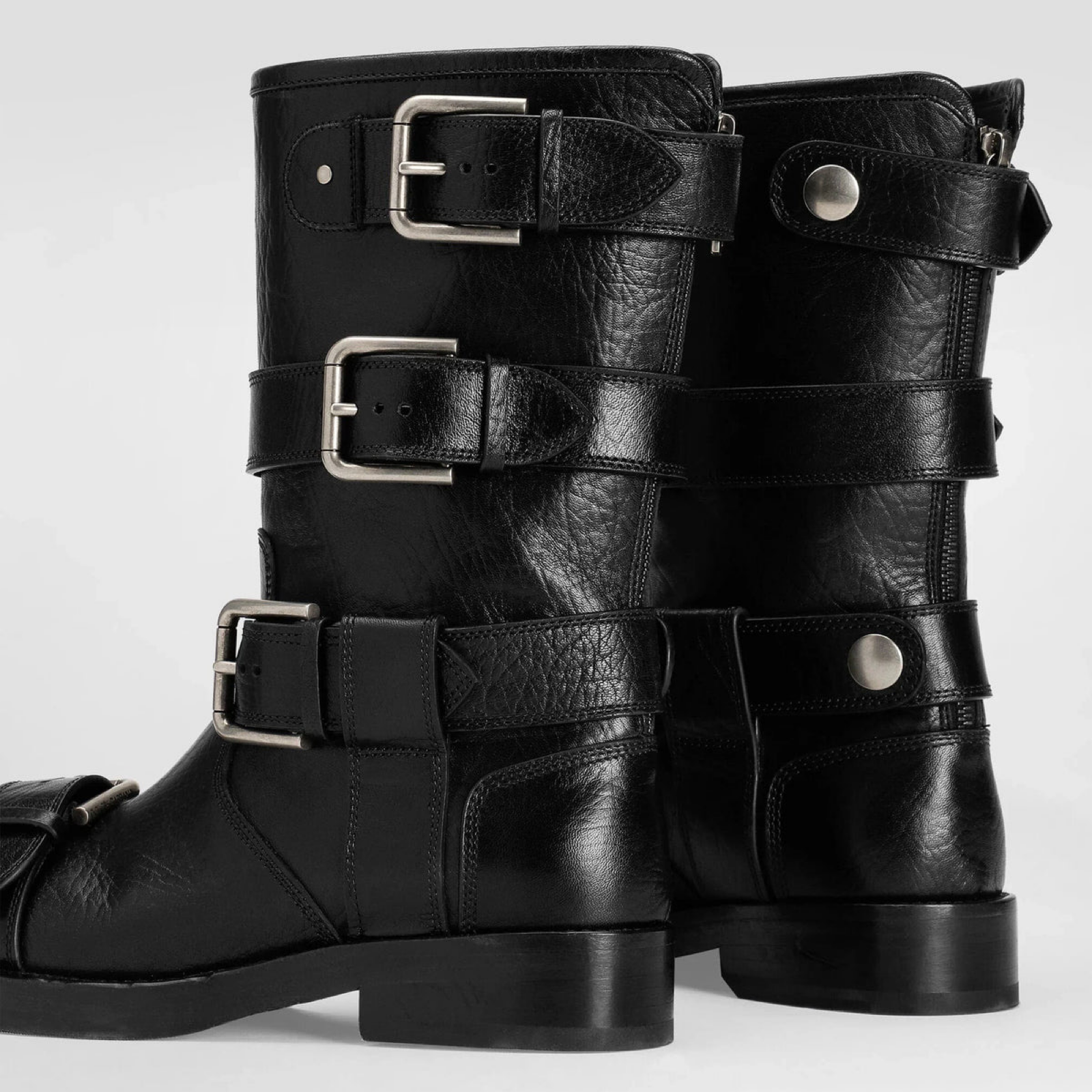 Dolce & Gabbana Bernini Buckled Leather Women Boots Heel View