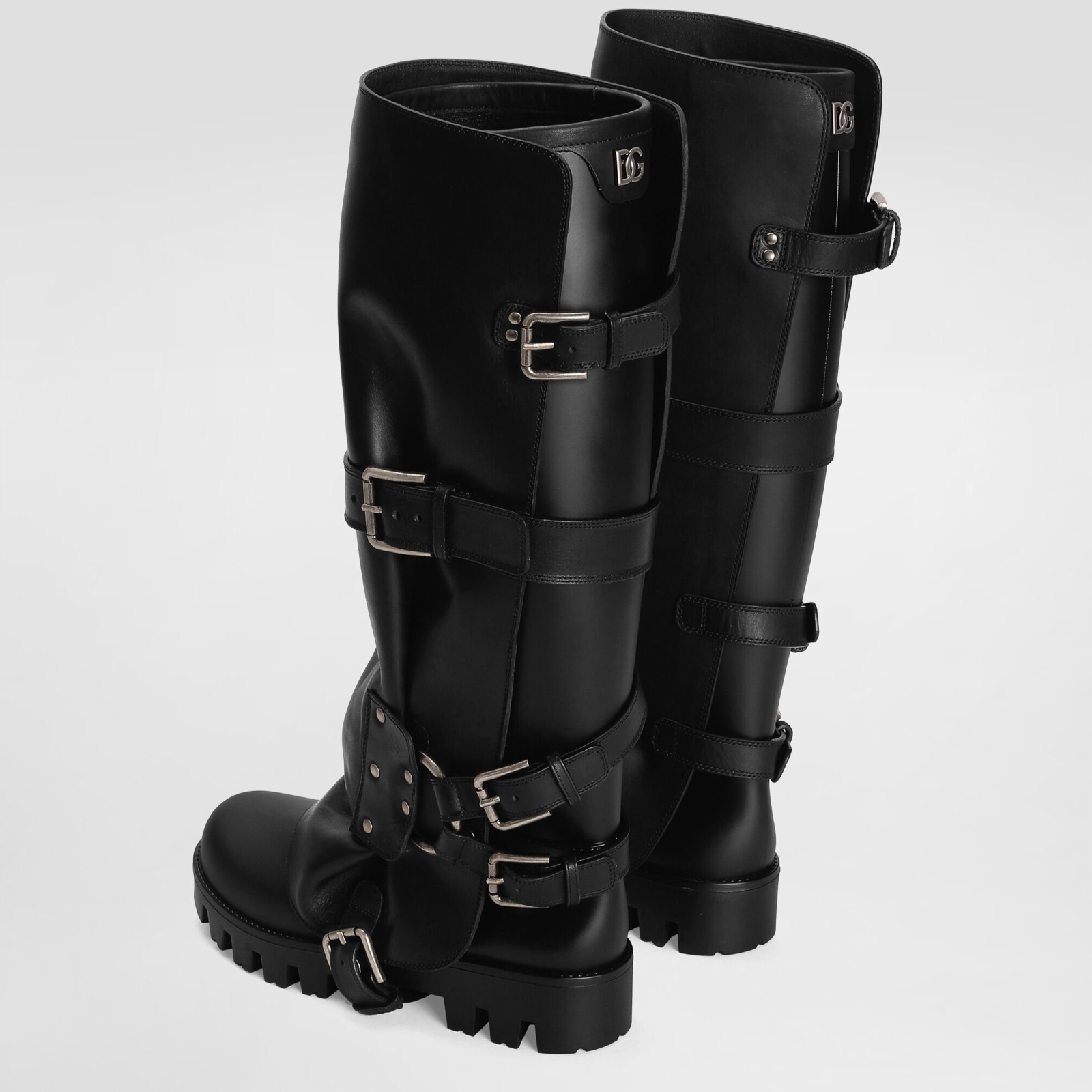 Dolce & Gabbana Rubber and Calfskin Women Boots CU1288 AX8728 B956 Heel View