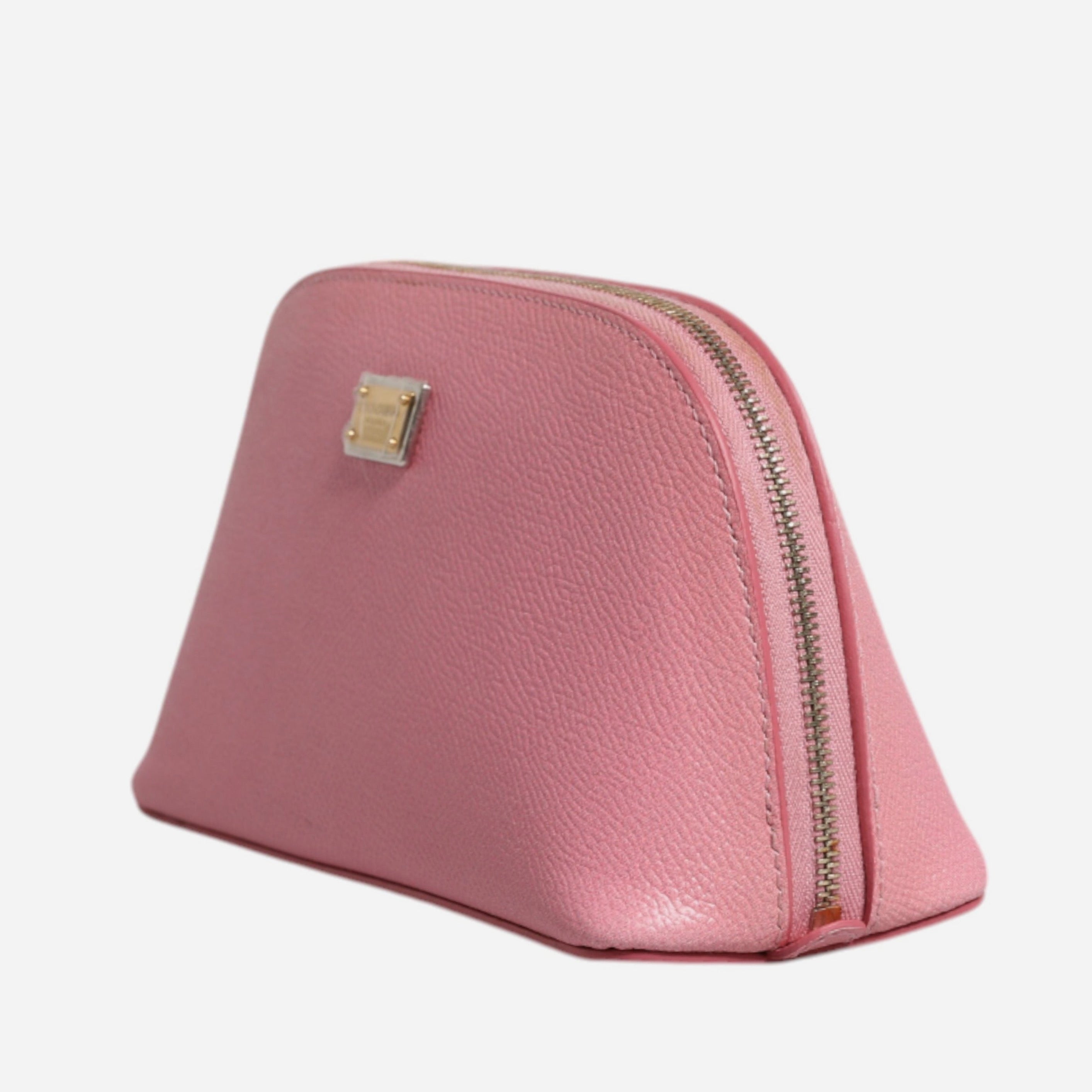 Дамска луксозна козметична чанта несесер в розово DOLCE & GABBANA Women’s Luxury Pink Leather Cosmetic Bag