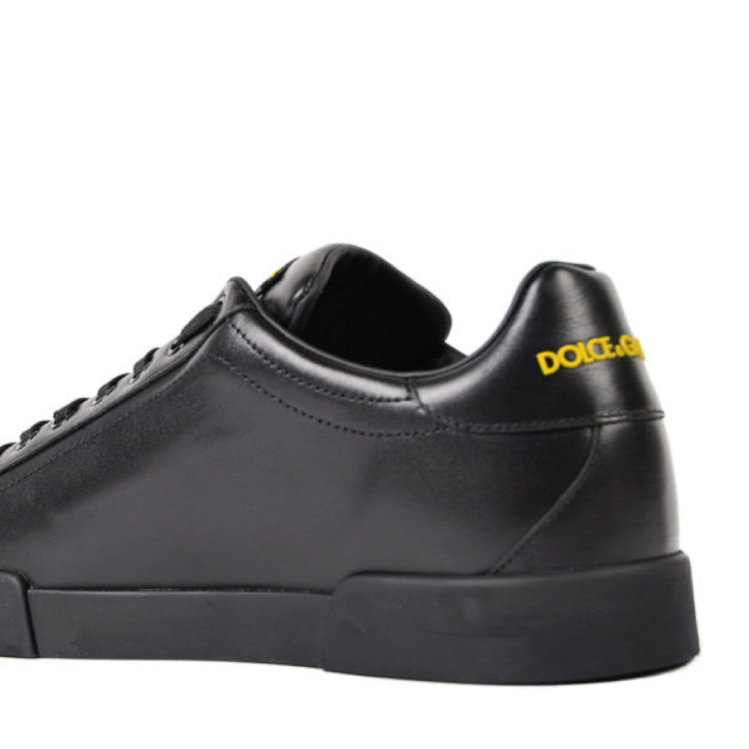 Мъжки черни кецове Dolce & Gabbana 
Elegant Portofino Leather Sneakers - Black Multicolor