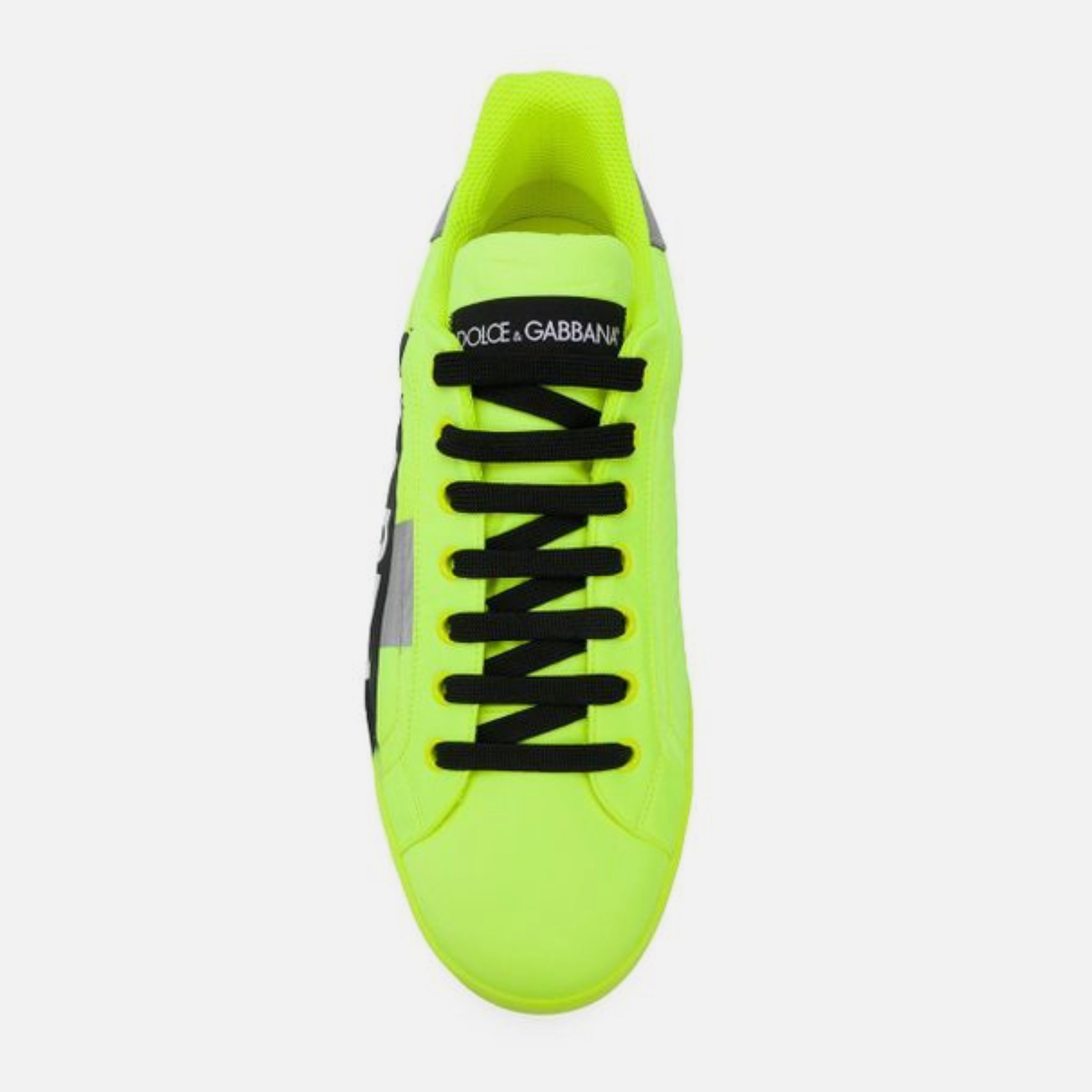 Мъжки луксозни кецове в електриково зелено и жълто Dolce & Gabbana Men’s Neon Yellow/Green Logo Tape Low Top Sneakers