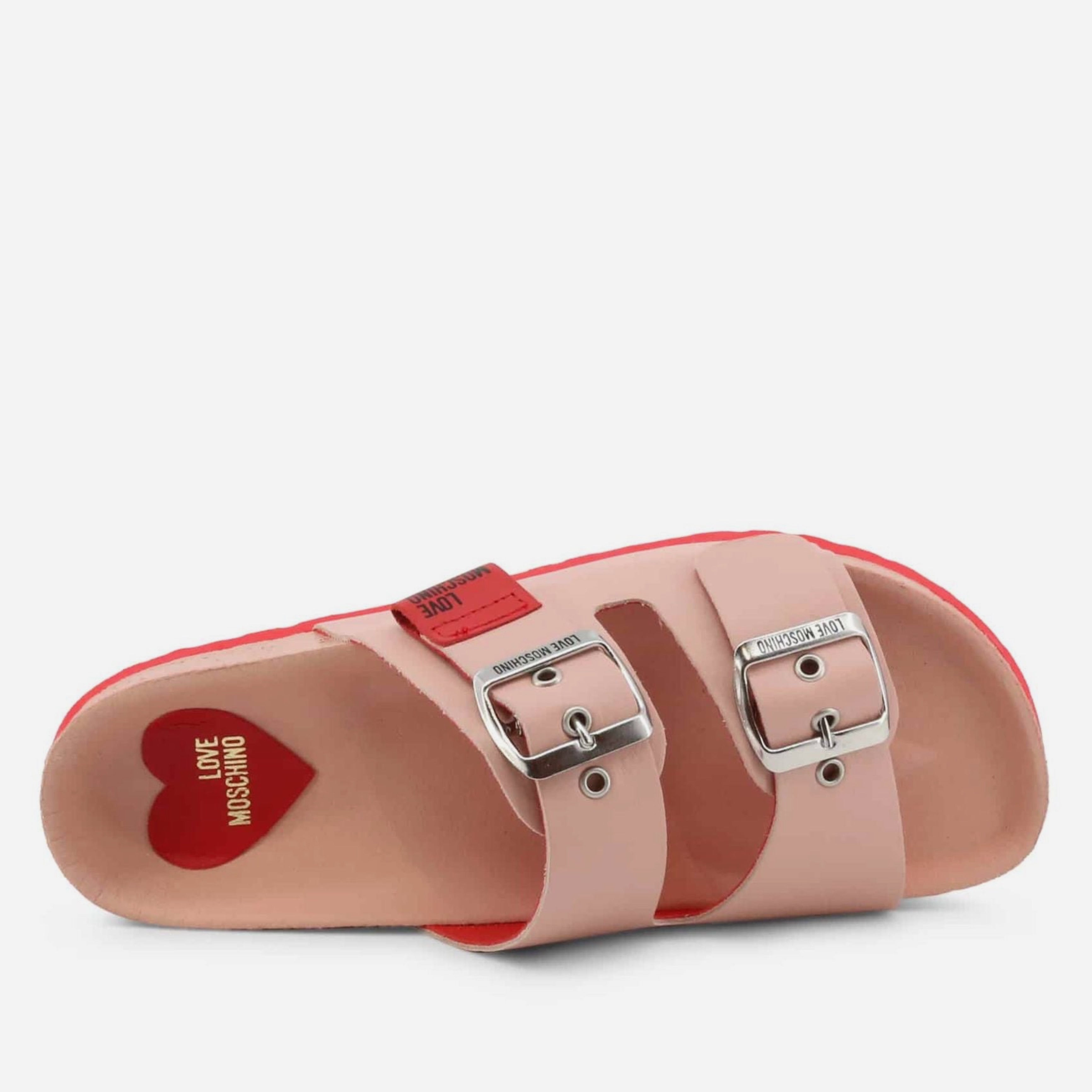 Дамски чехли сандали тип Birkenstock - Love Moschino JA28103G1EIAZ609 в цвят пепел от рози