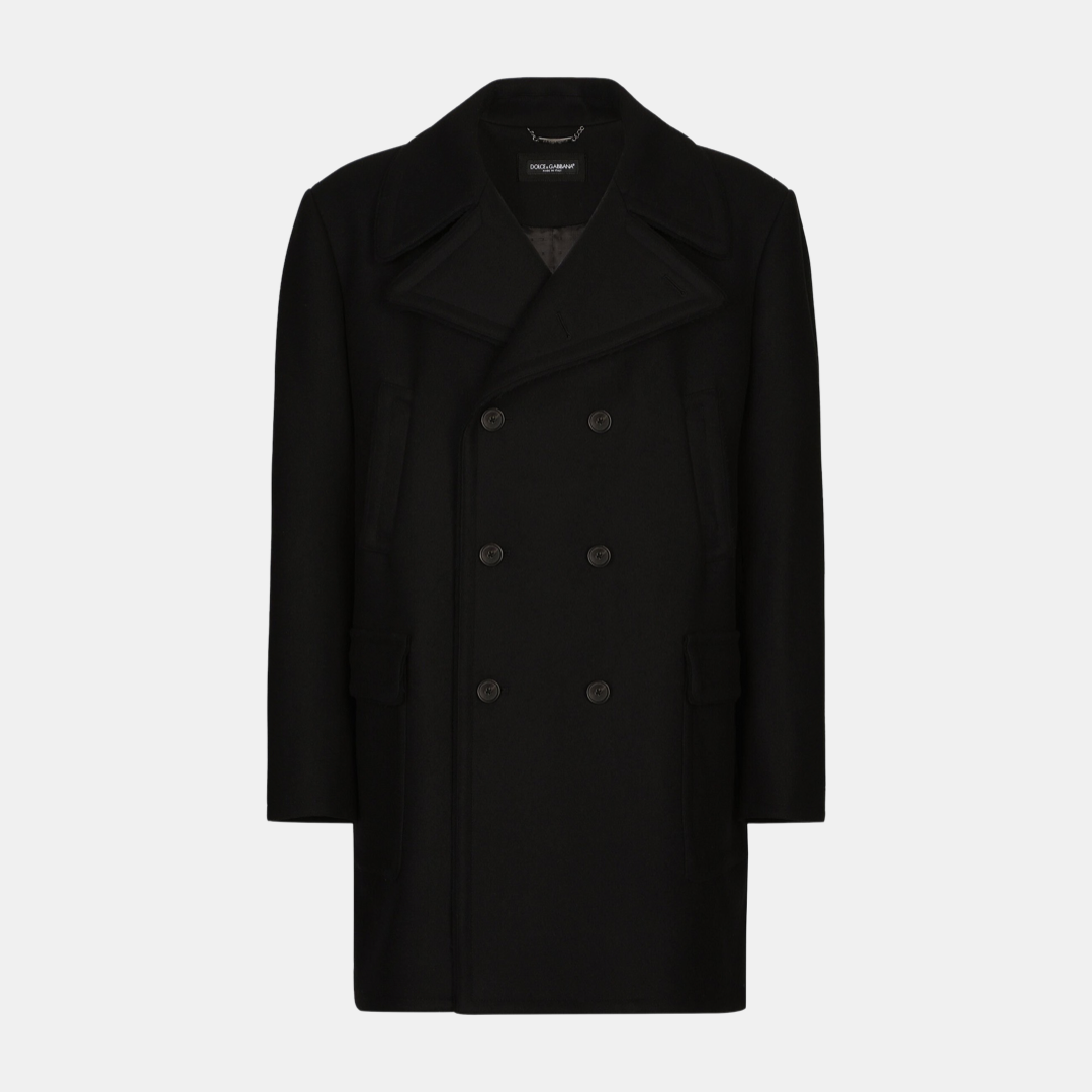 Мъжко черно палто Dolce & Gabbana Double Breasted Men Trench Coat