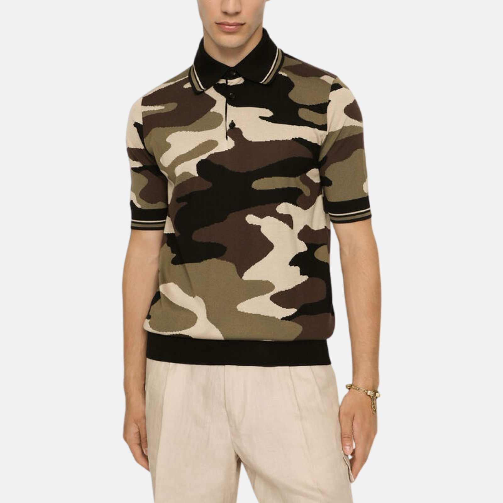 Мъжка копринена камуфлажна поло тениска Multicolor Camouflage Men Polo