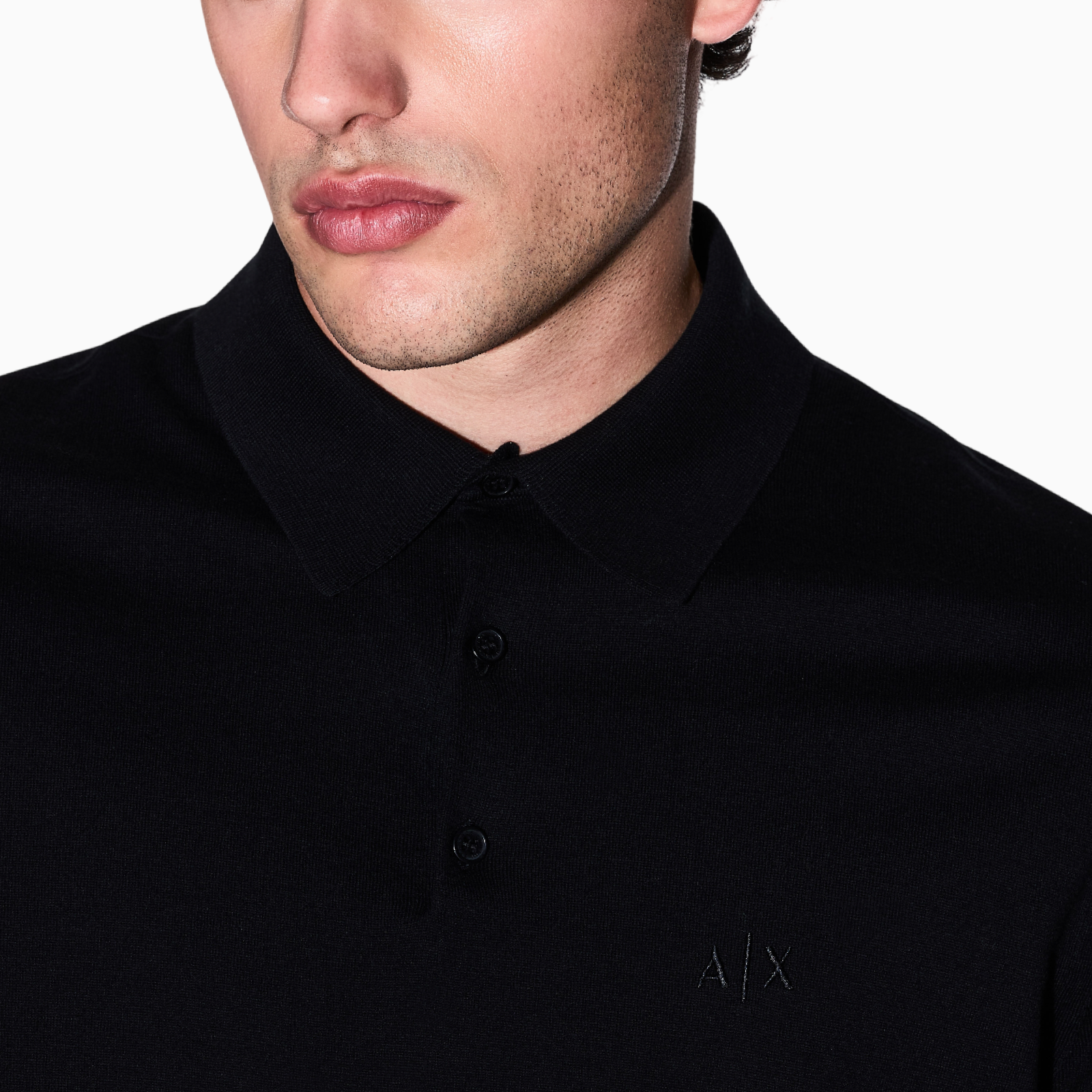 Мъжка черна поло тениска Armani Exchange Men Polo 8NZF5D ZM3JZ 1200 Close-Up