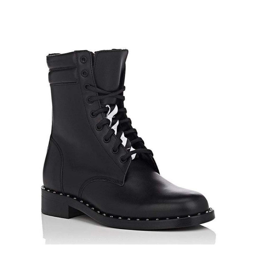 Дамски черни кожени боти Off-White Women Studded Ankle Boots