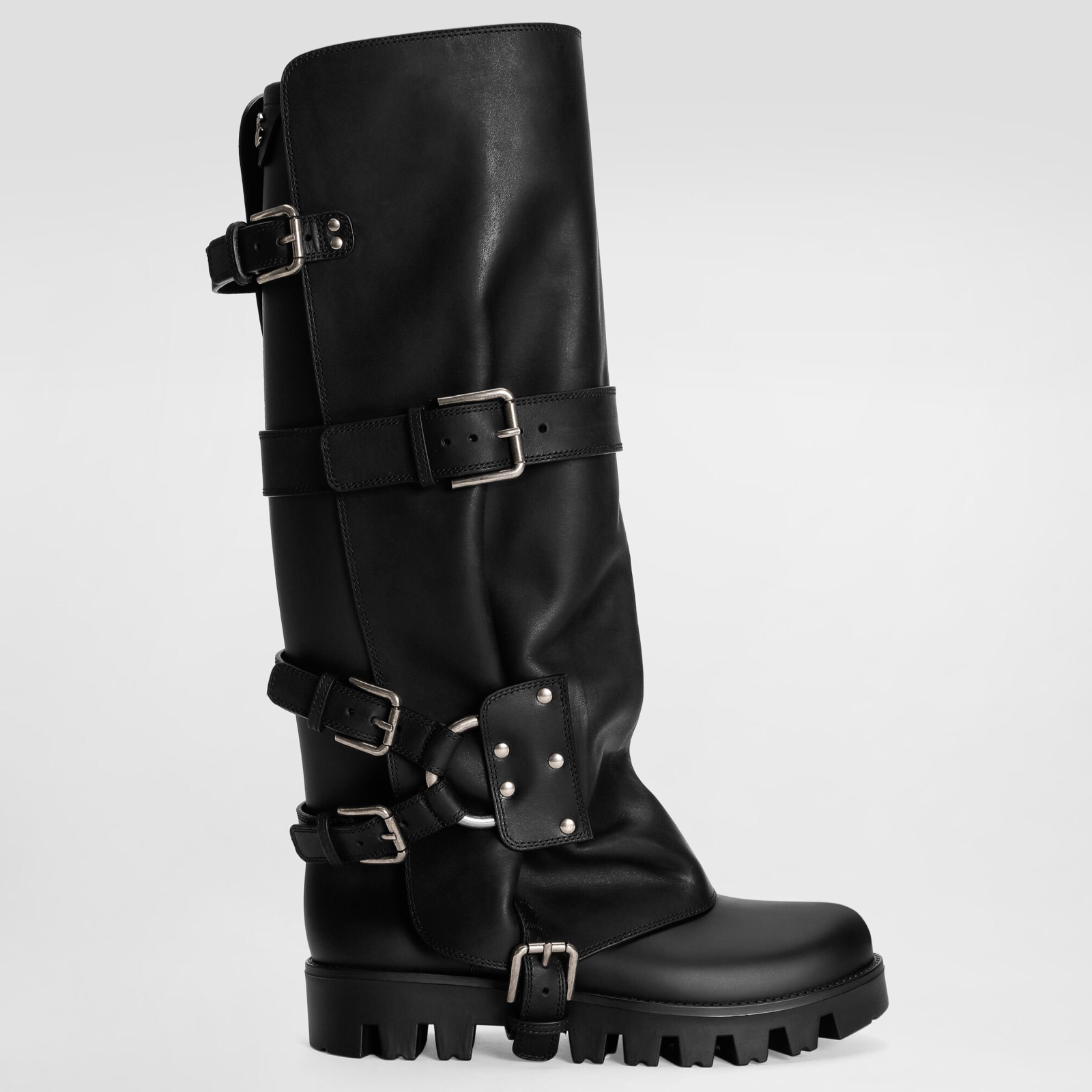 Dolce & Gabbana Rubber and Calfskin Women Boots CU1288 AX8728 B956 Lateral View