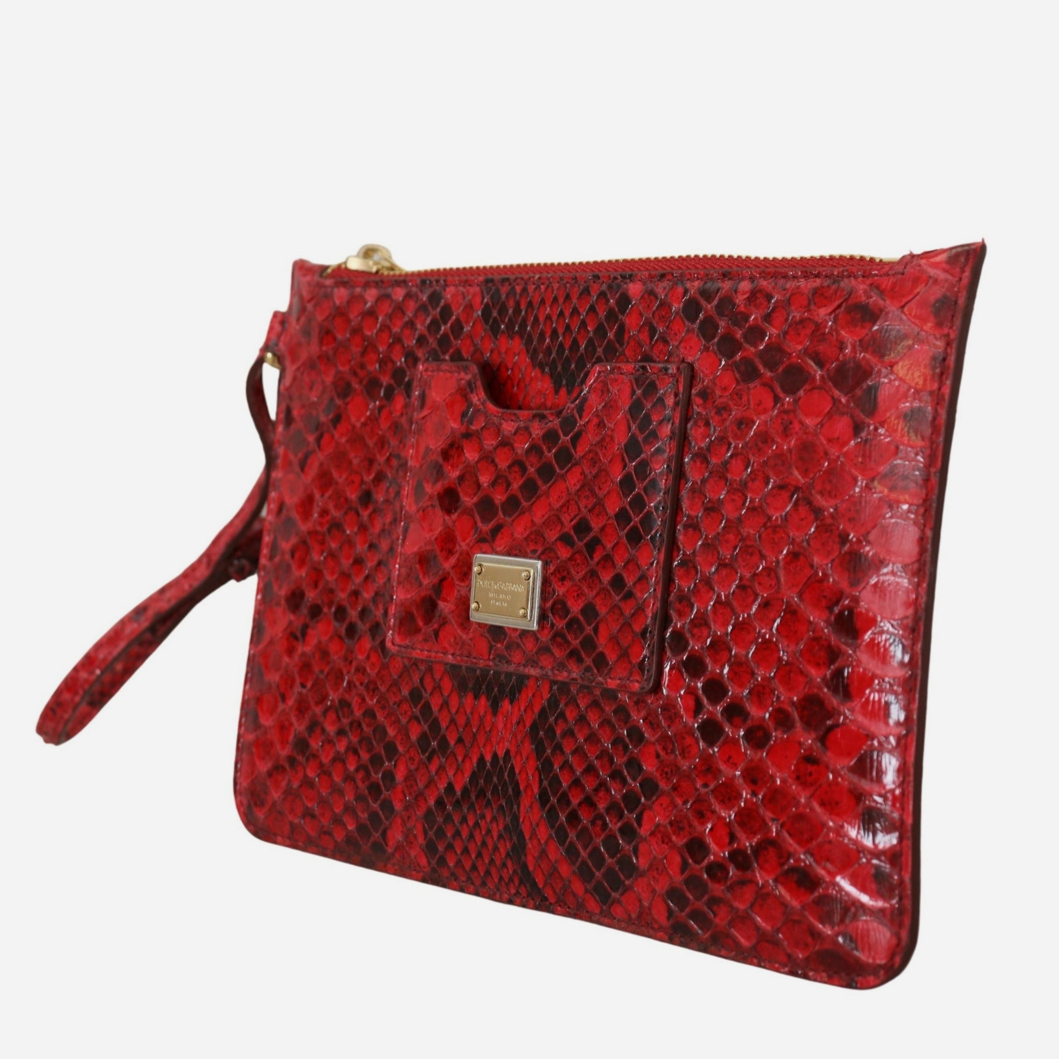 Дамска луксозна червена клъч чанта от змийска кожа Dolce & Gabbana Women’s Ayers Snake Leather Red Luxury Clutch Bag