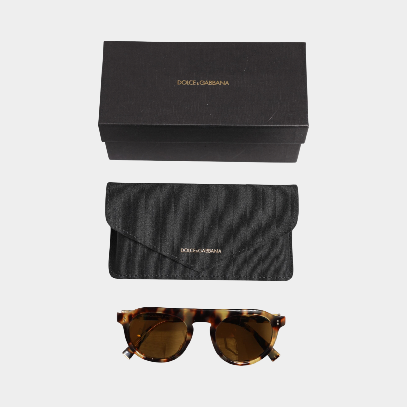 Dolce & Gabbana Brown Acetate Round Leopard Print Sunglasses DG4306F Box View