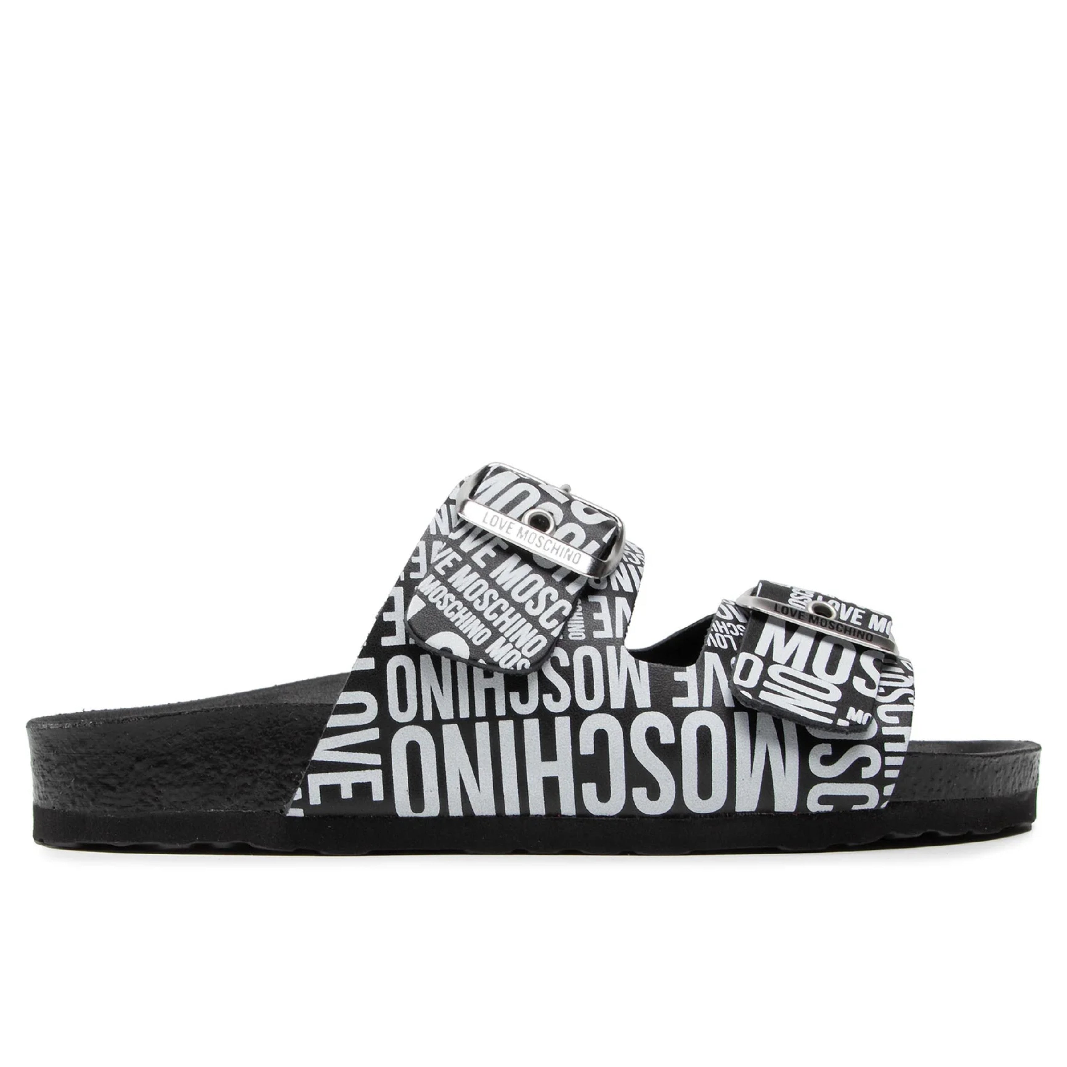 Дамски сандали чехли тип Birkenstock - Love Moschino JA28073G1EIJ000A в черни