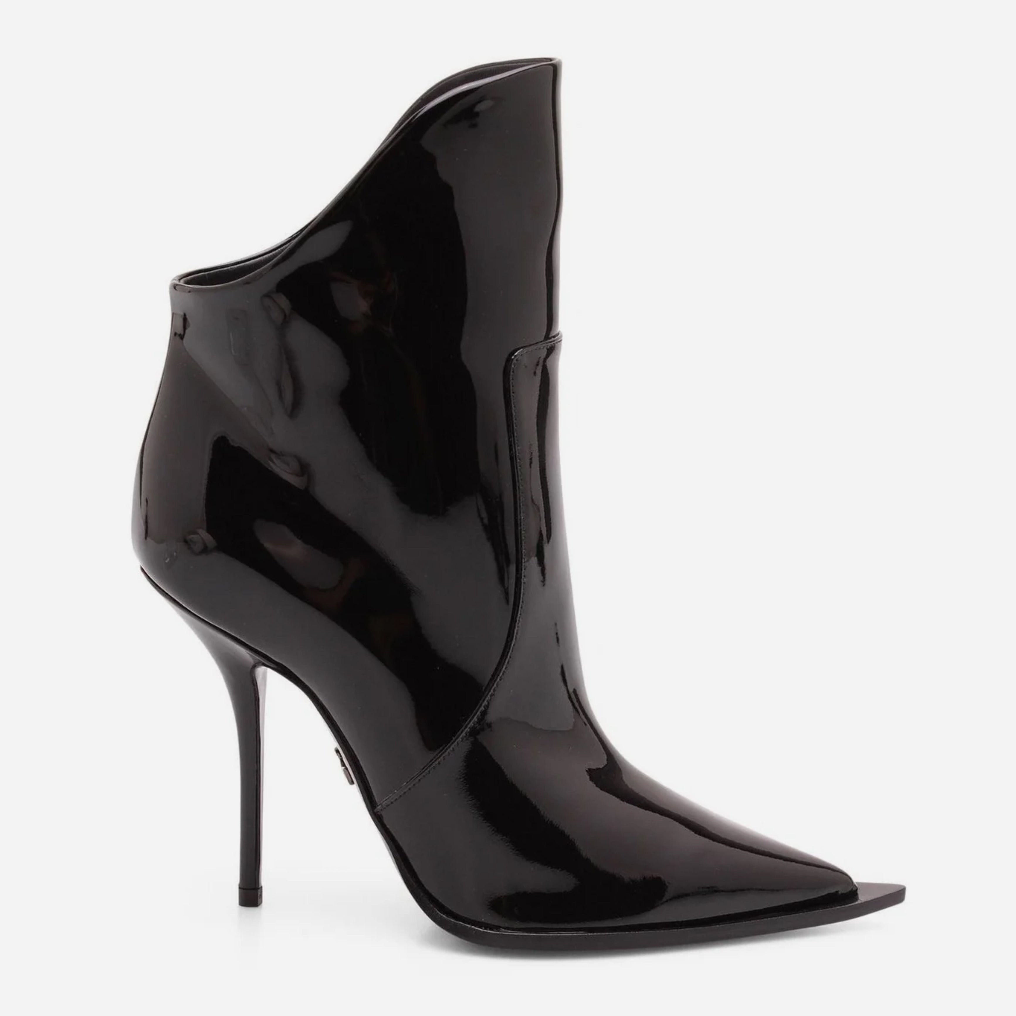 Dolce & Gabbana Black Patent Leather Pointed Ankle Boots