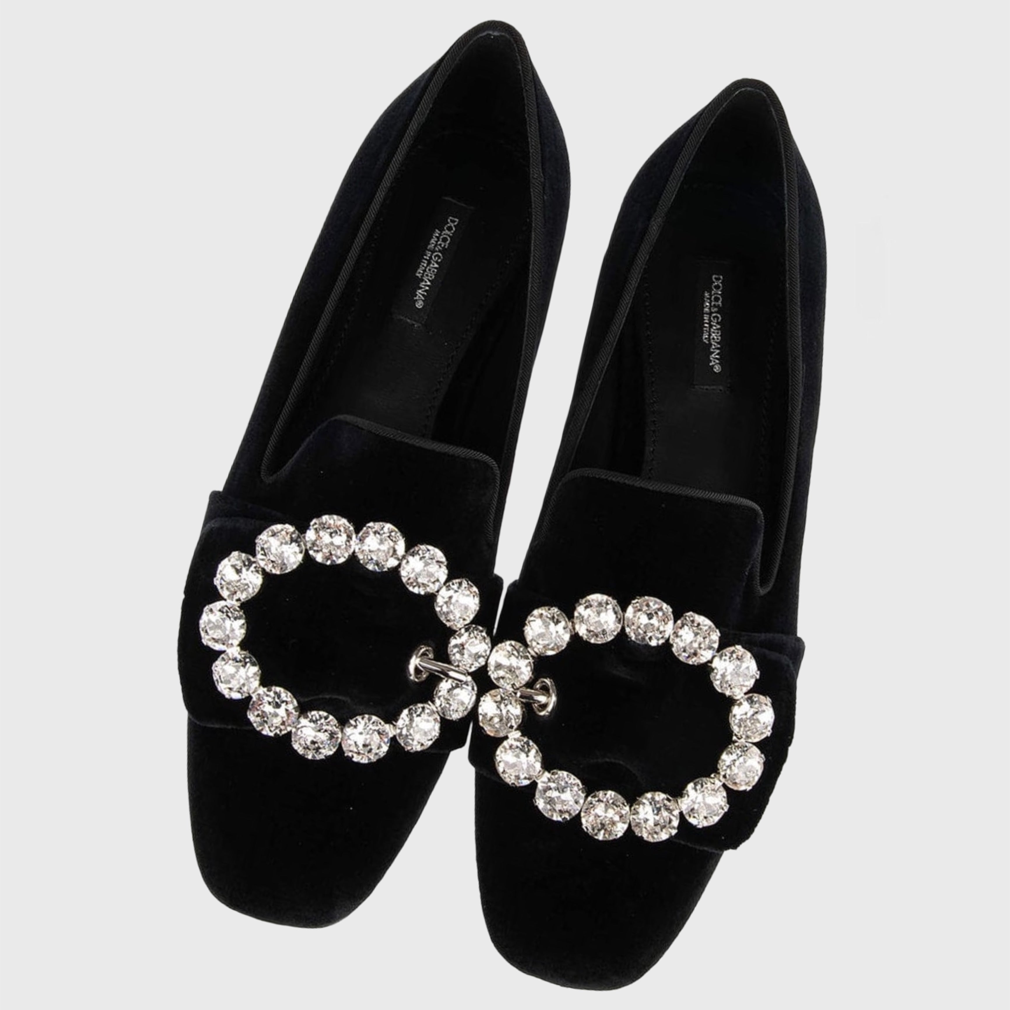 Дамски луксозни кадифени мокасини лоуфъри с кристали DOLCE & GABBANA
Women’s Chic Velvet Crystal-Embelished Loafers