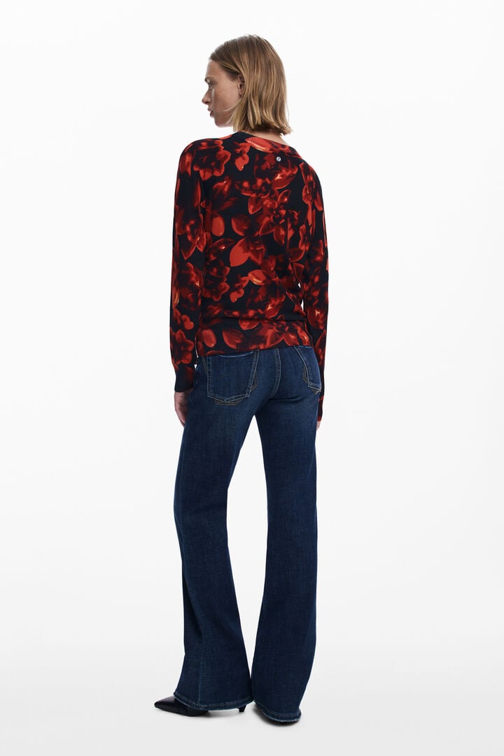 Дамски пуловер Women’s sweater Desigual 25WWJF162000 Red/Black lifestyle back view