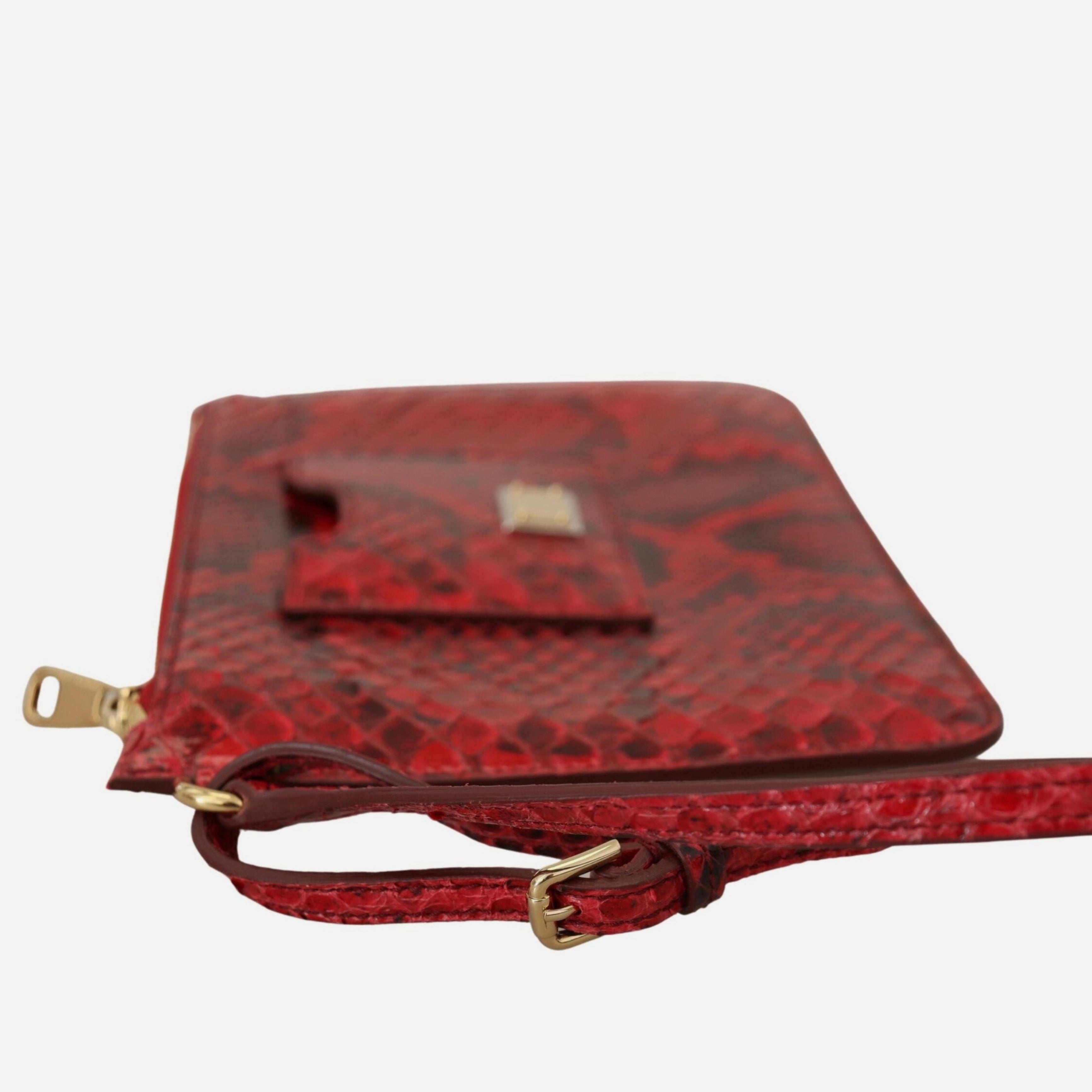 Дамска луксозна червена клъч чанта от змийска кожа Dolce & Gabbana Women’s Ayers Snake Leather Red Luxury Clutch Bag