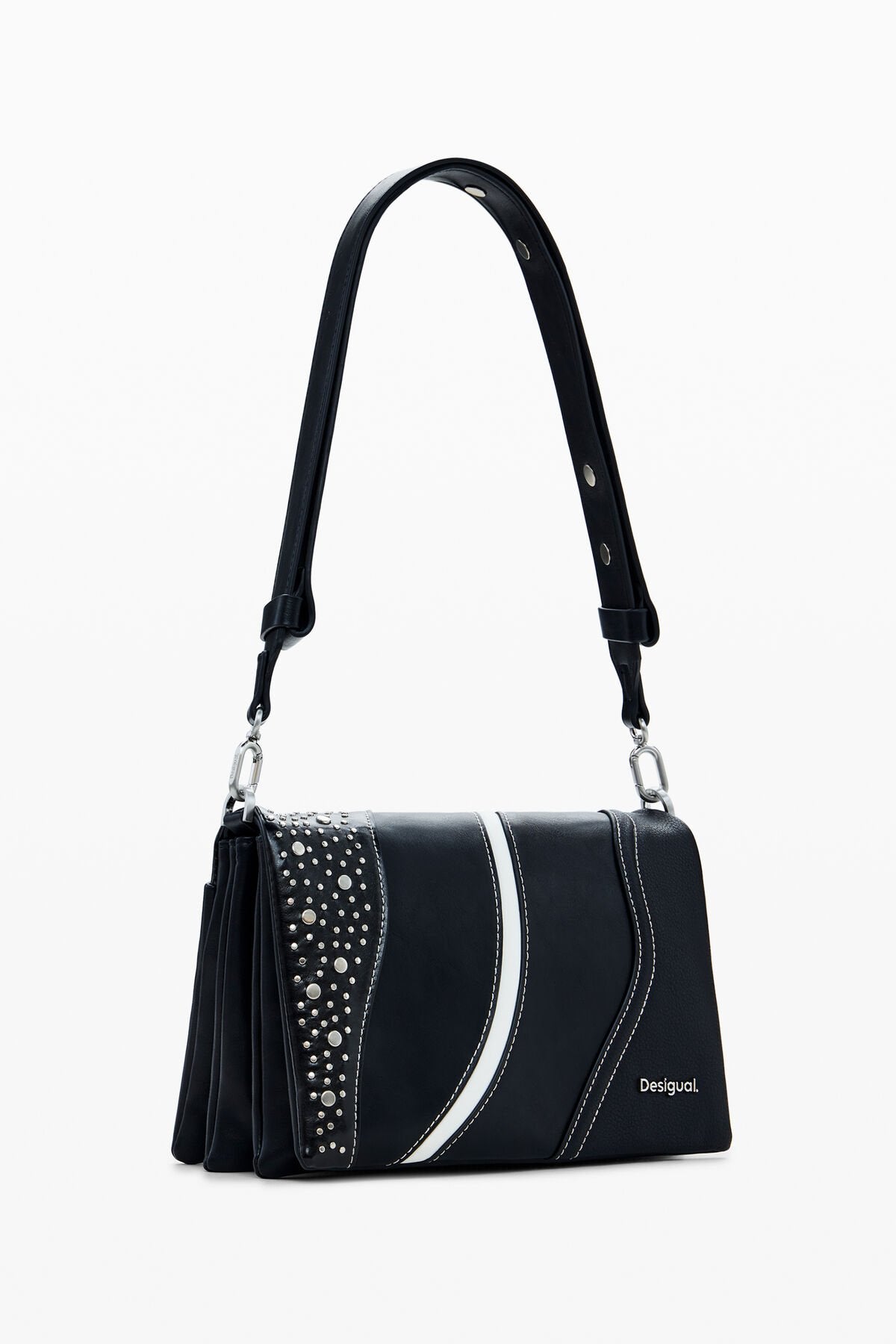 Дамска черна кожена чанта за рамо Women’s shoulder bag Desigual 25SAXPAK Black