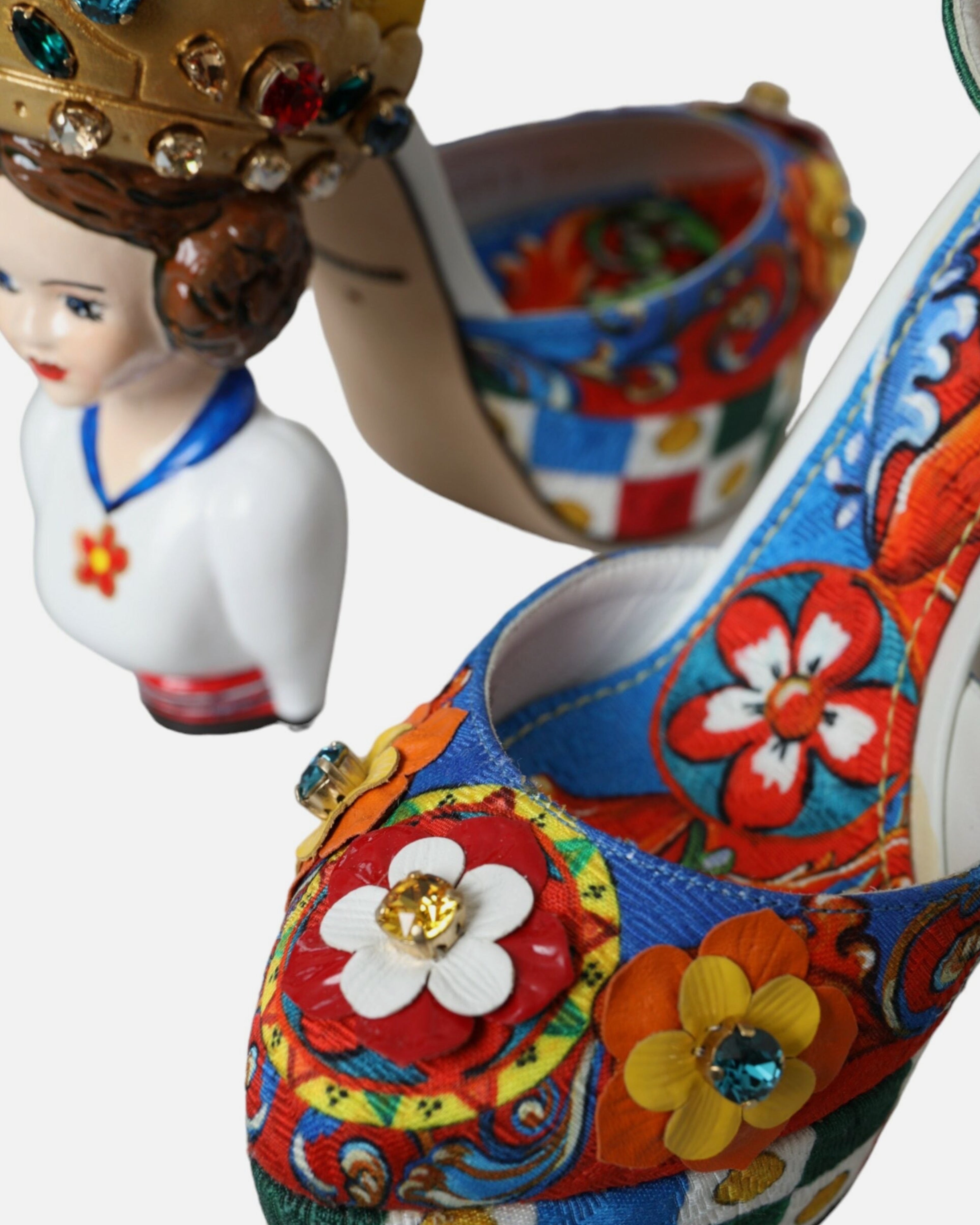 Дамски дизайнерски луксозни сандали на висок ток Dolce & Gabbana Women’s Multicolor Carretto Embellished Sandals