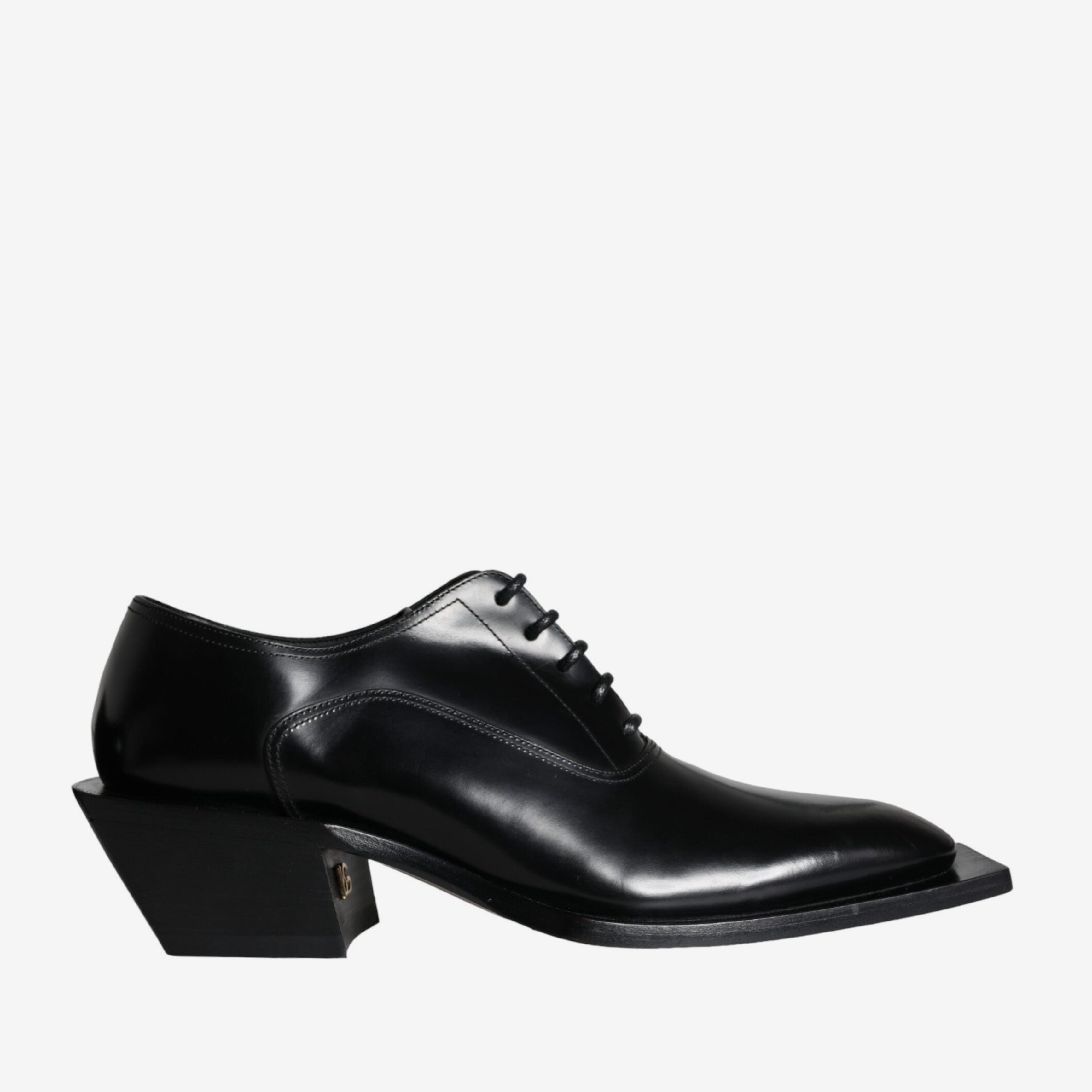 Мъжки луксозни официални обувки Dolce & Gabbana Men’s Black Calfskin Leather Derby Formal Shoes