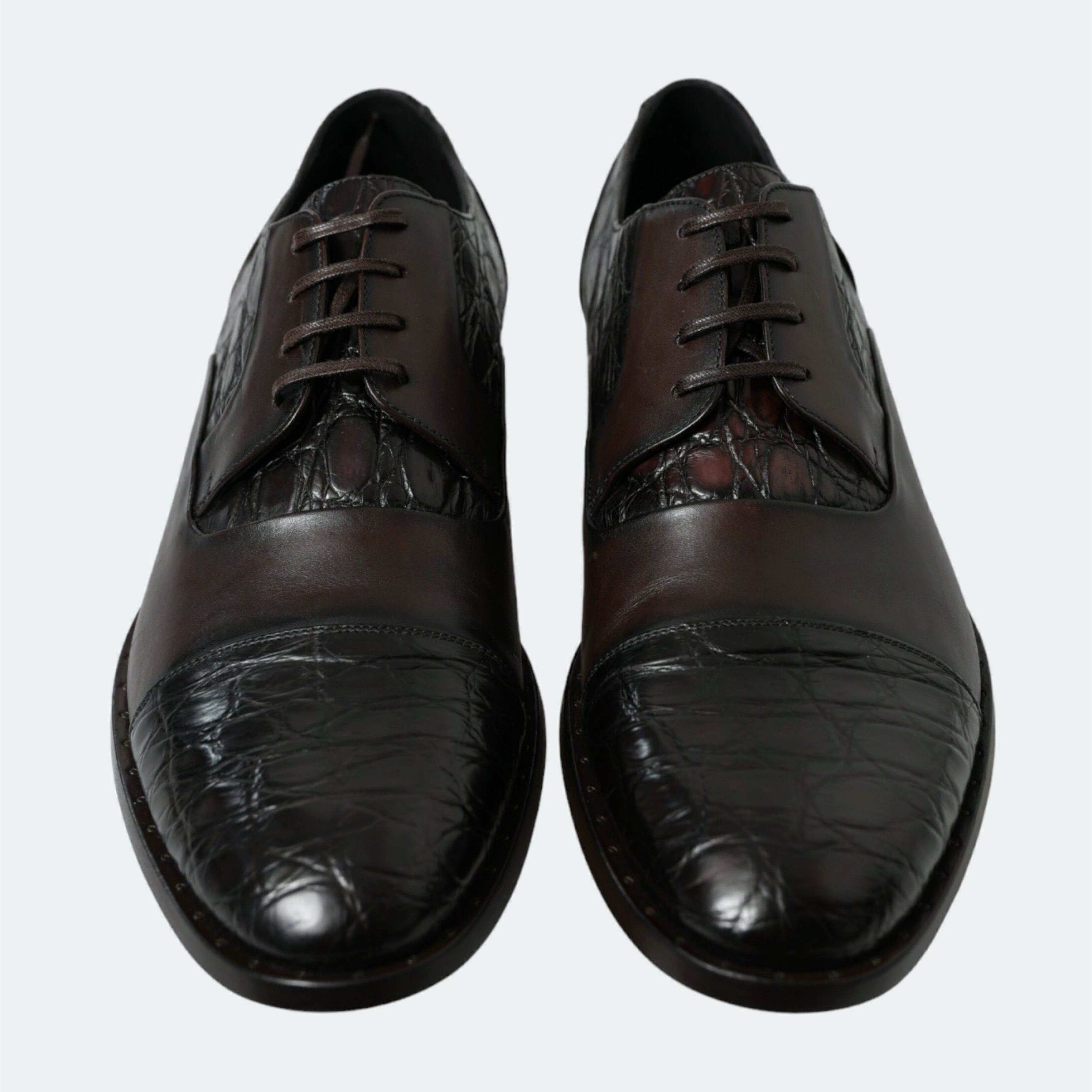 Мъжки официални дерби обувки от естествена кожа в кафяво DOLCE & GABBANA Men’s Luxury Formal Brown Leather Derby Shoes