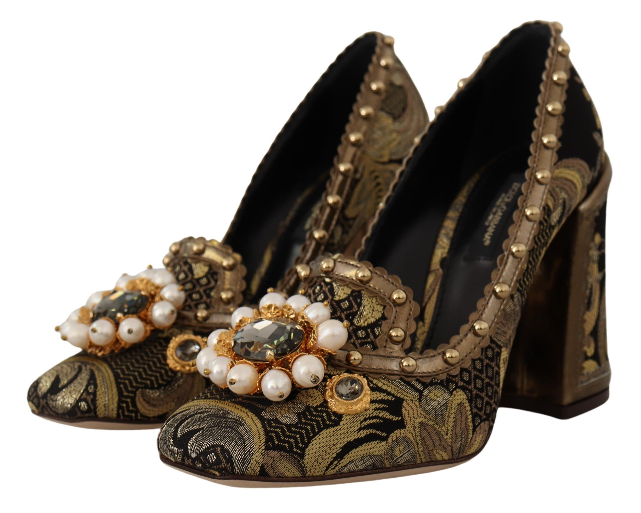 Dolce &amp; Gabbana Елегантни златни жакардови помпи с брокат