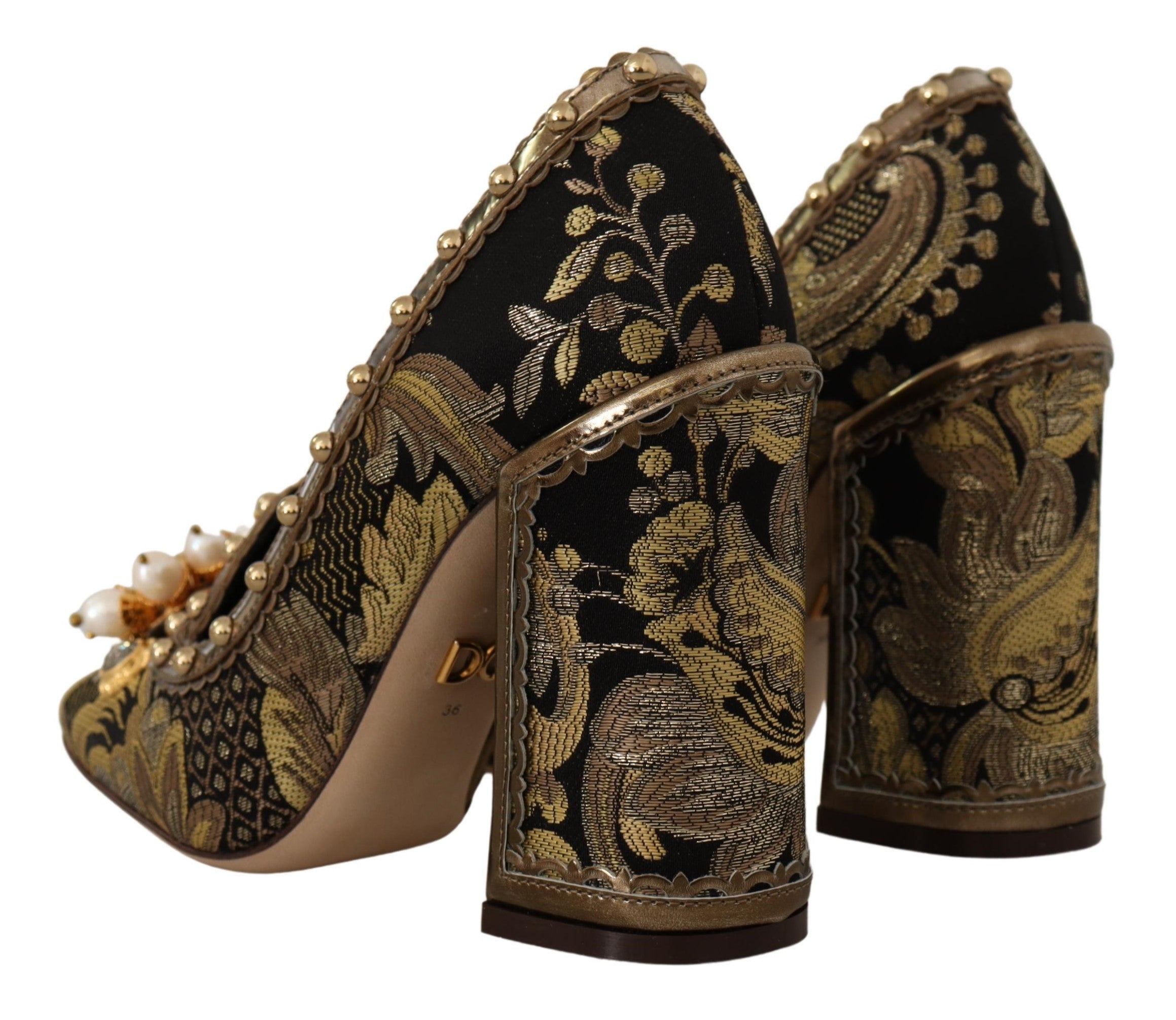 Dolce &amp; Gabbana Елегантни златни жакардови помпи с брокат