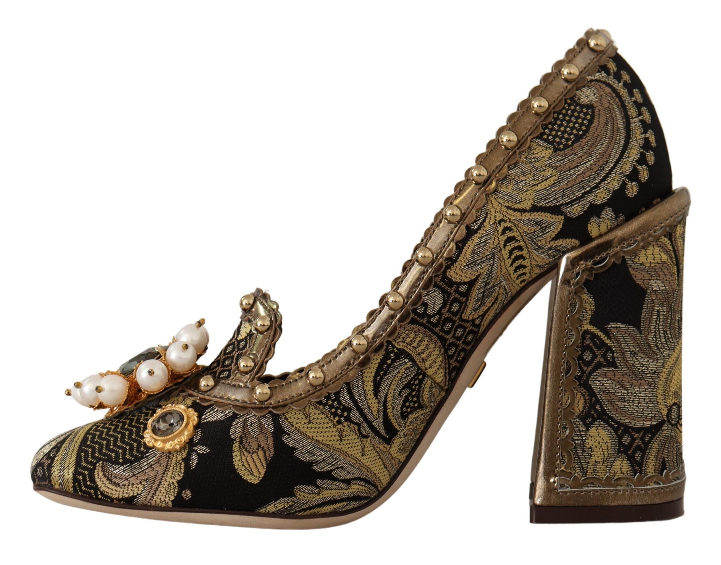 Dolce &amp; Gabbana Елегантни златни жакардови помпи с брокат