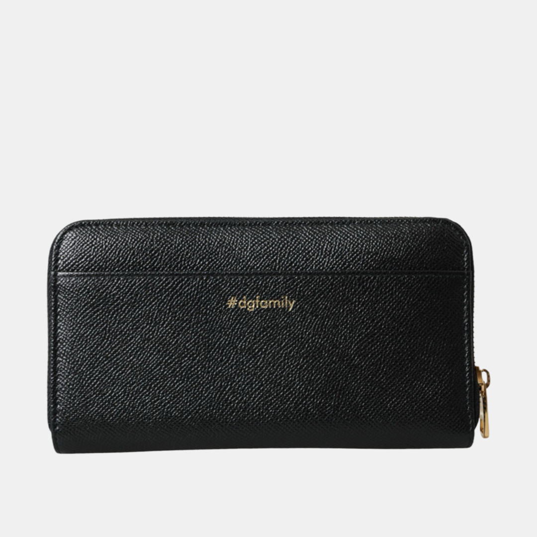 Мъжко клъч портмоне Dolce & Gabbana Black Blue Leather #DGFAMILY Zipper Continental Men Wallet