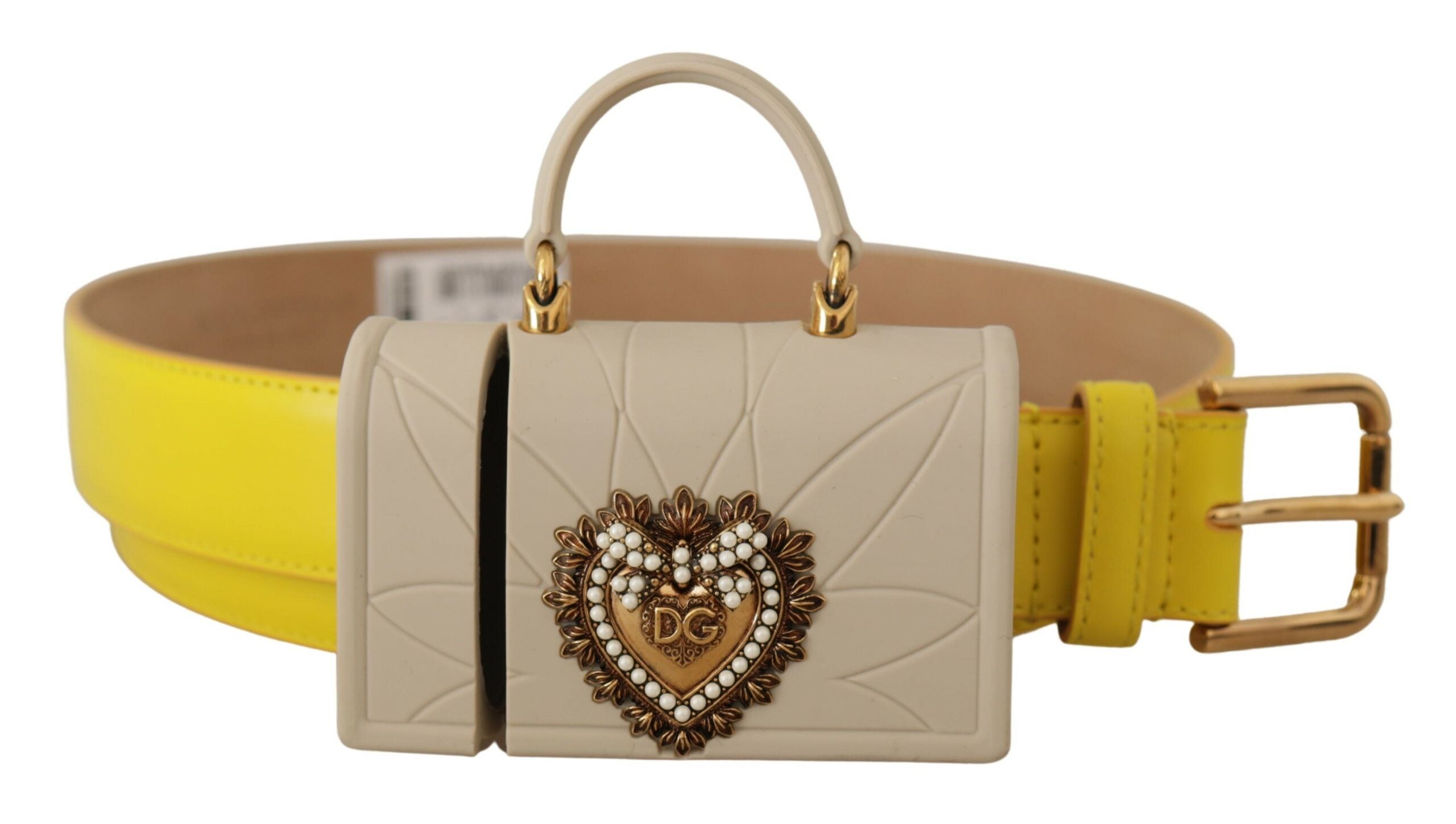 Dolce &amp; Gabbana Chic жълт кожен колан с калъф за слушалки