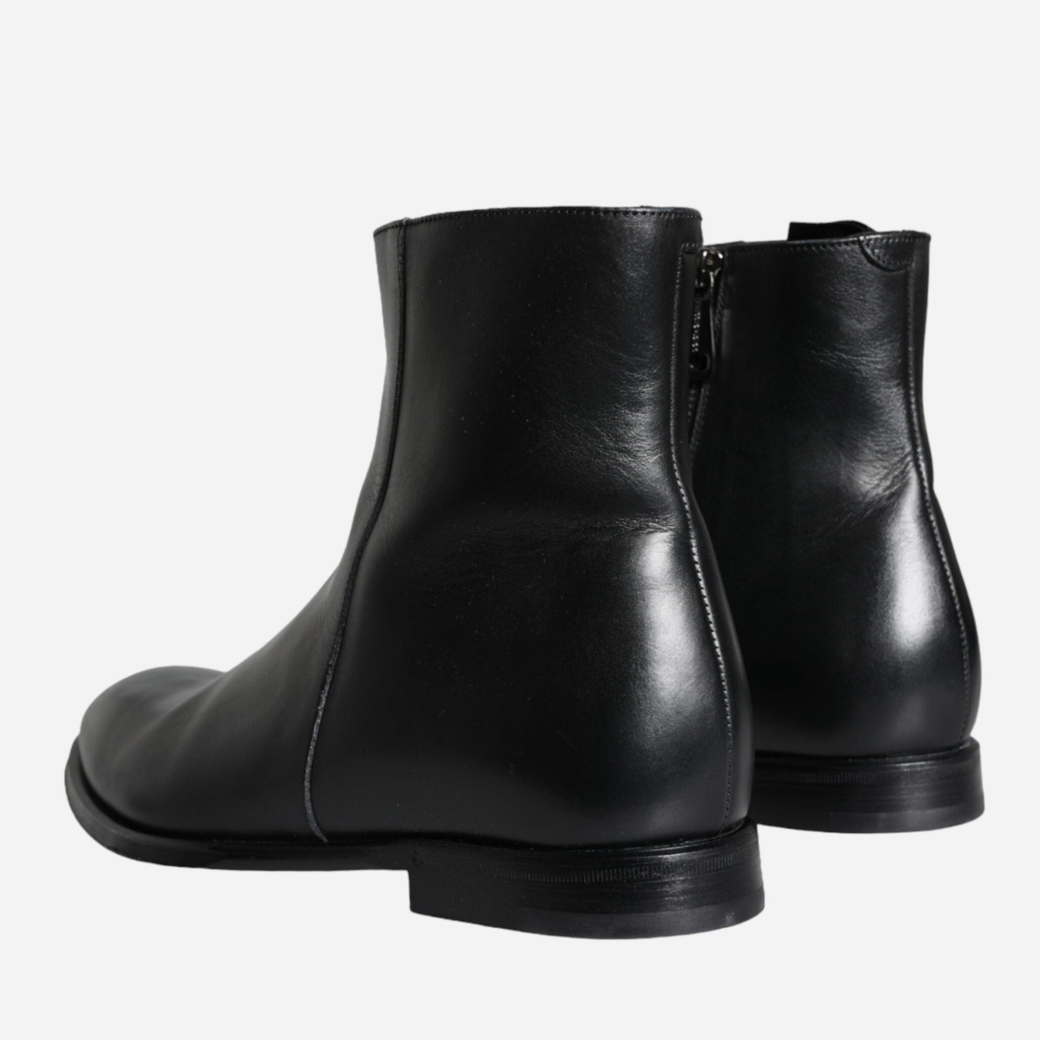 Мъжки черни луксозни боти от естествена кожа Dolce & Gabbana Men’s Black Calf Leather Men Ankle Boots