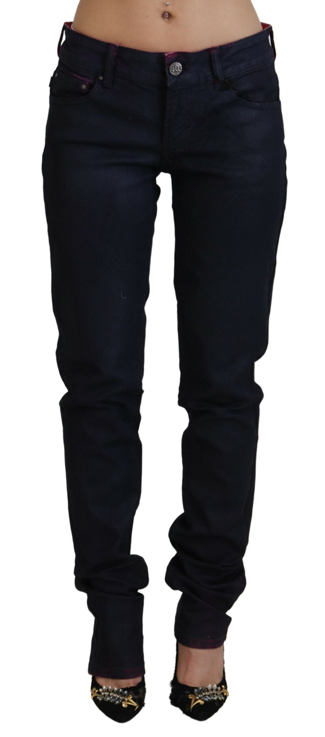 Just Cavalli Sleek Black Low Waist Denim Pants