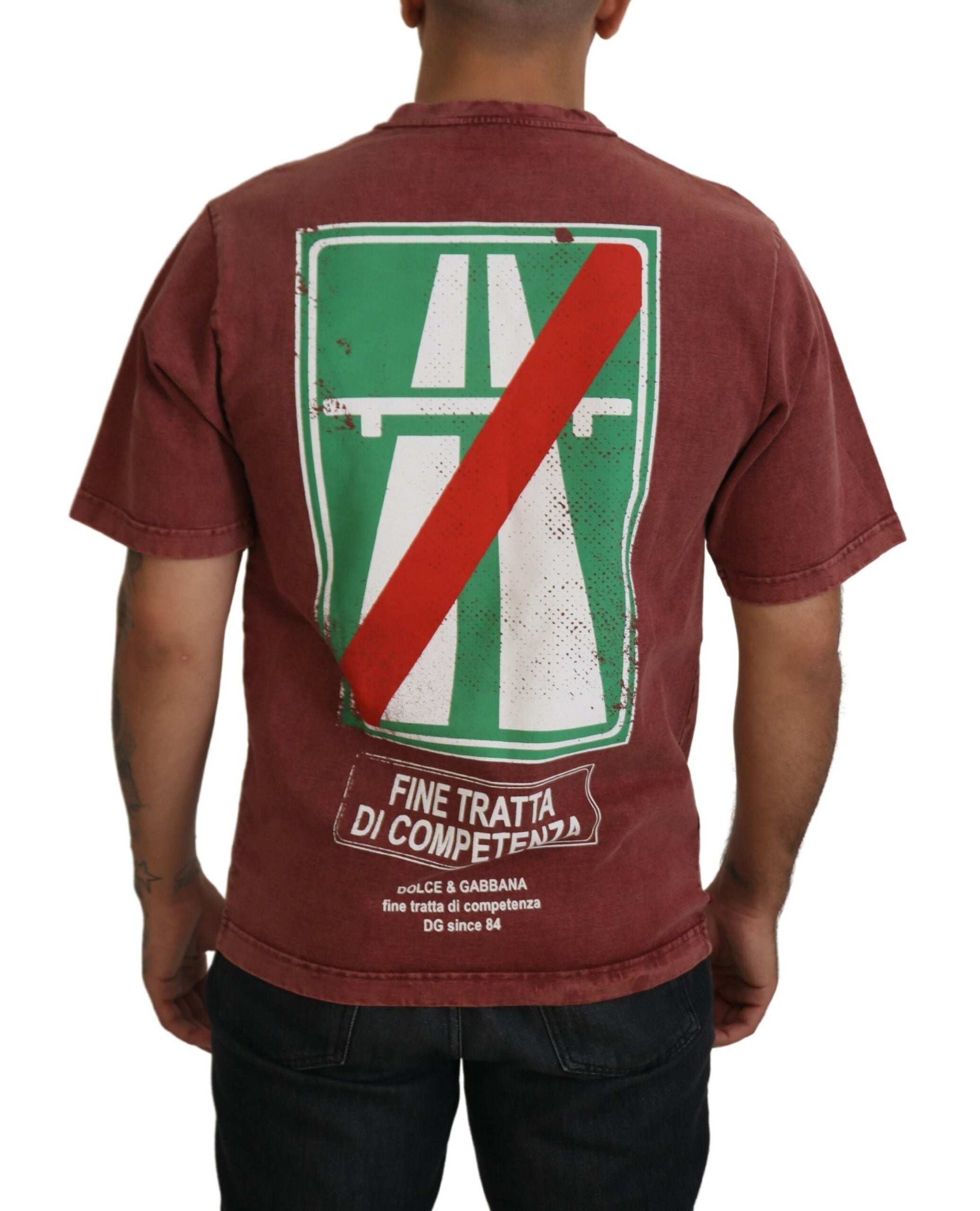 Елегантна кестенява памучна тениска с щампи Dolce &amp; Gabbana