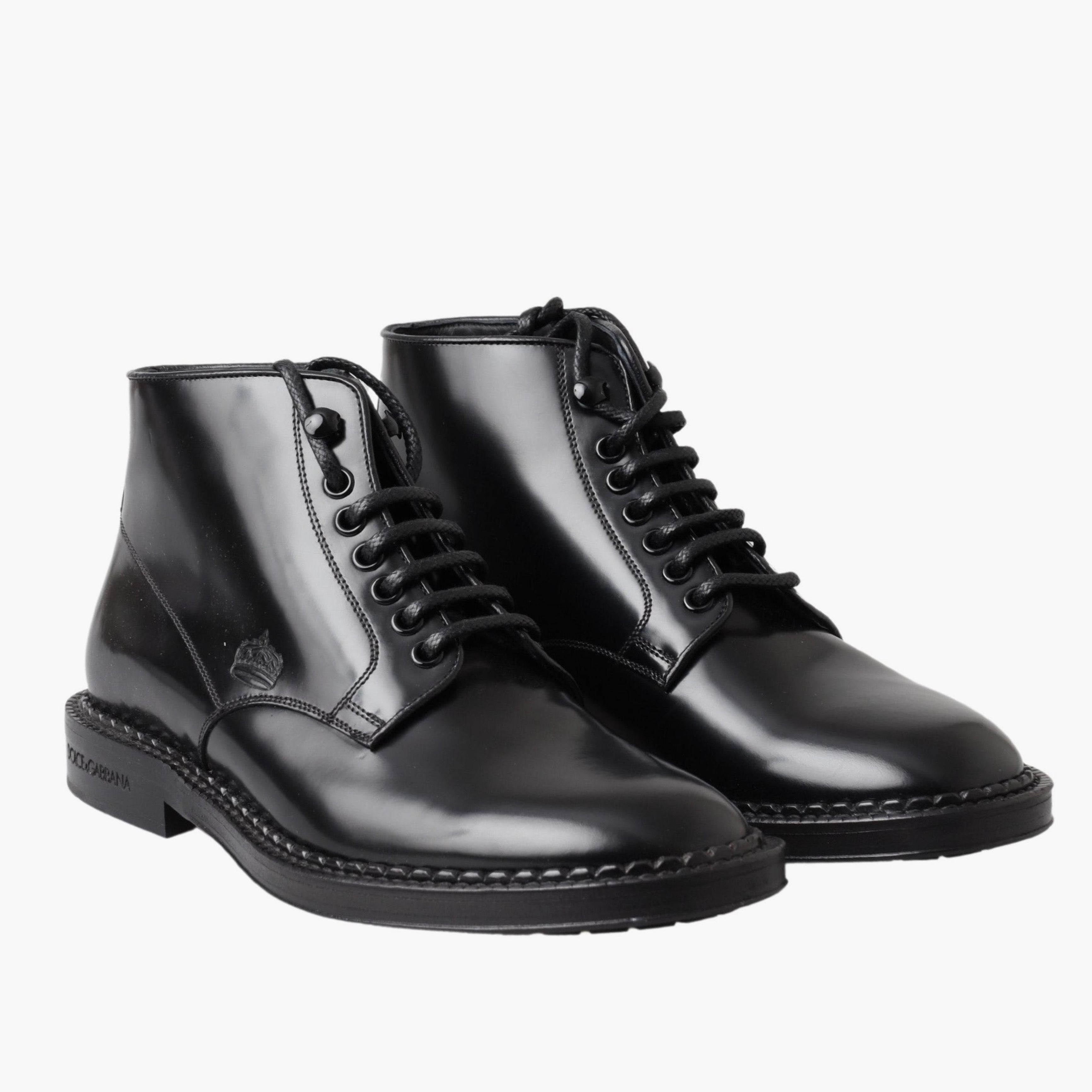 Мъжки луксозни боти от естествена кожа Dolce & Gabbana Men’s Elegant Black Leather Ankle Boots