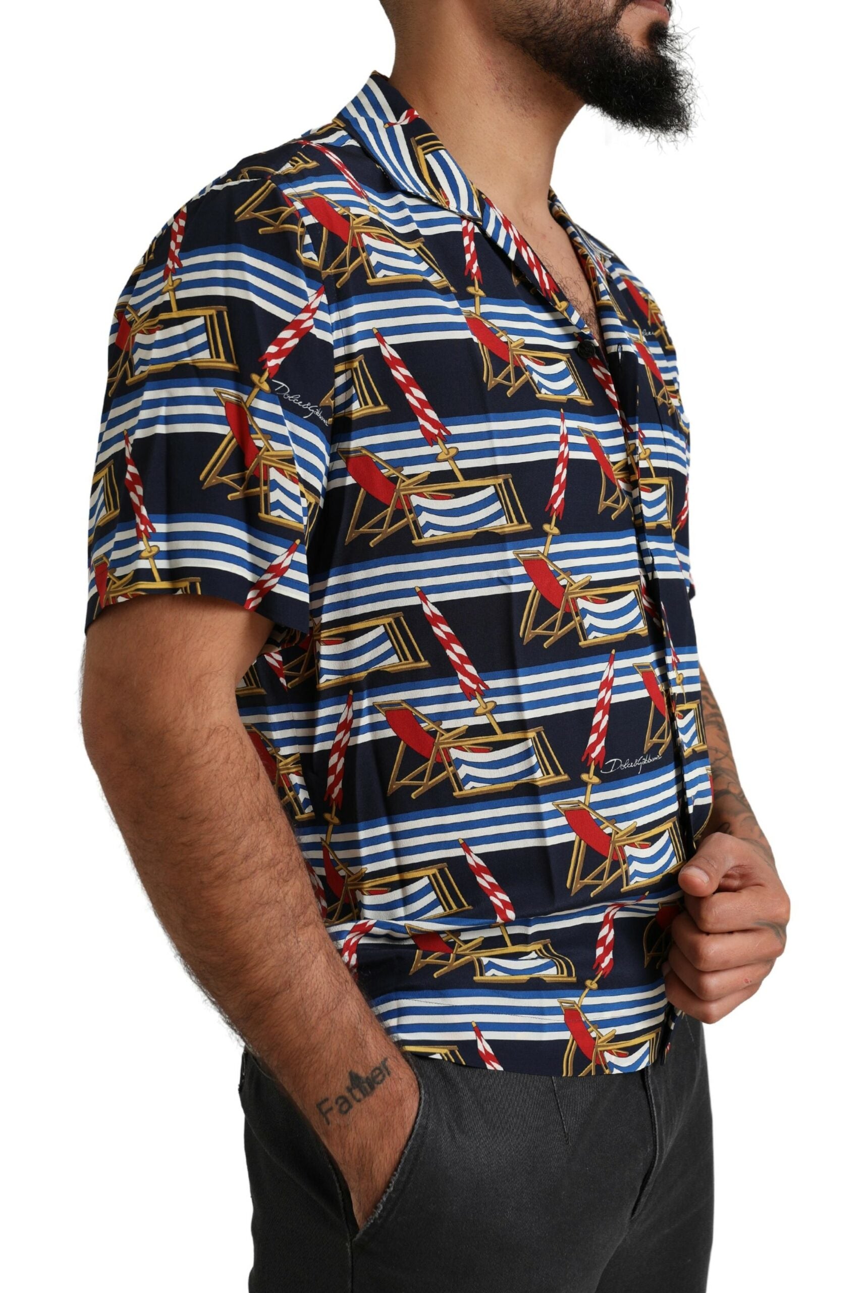 Dolce &amp; Gabbana Елегантна многоцветна копринена ежедневна риза