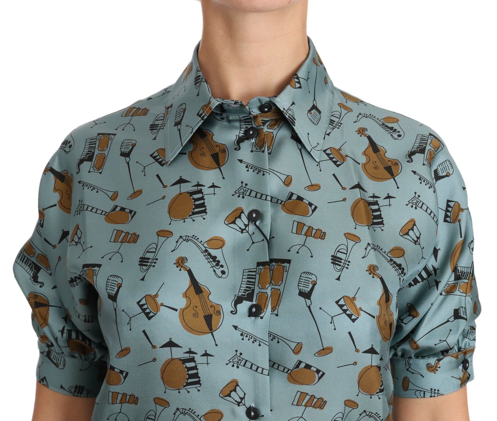 Dolce &amp; Gabbana Елегантна многоцветна копринена блуза с яка