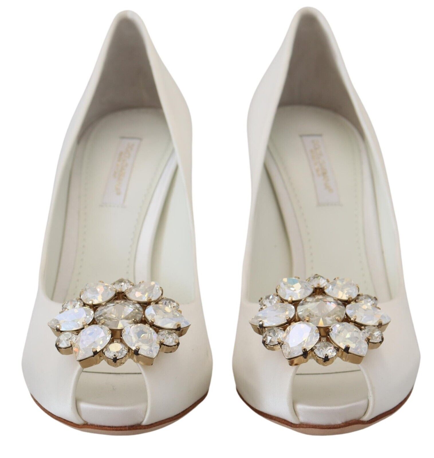 Dolce &amp; Gabbana, украсени с кристали, бели високи токчета