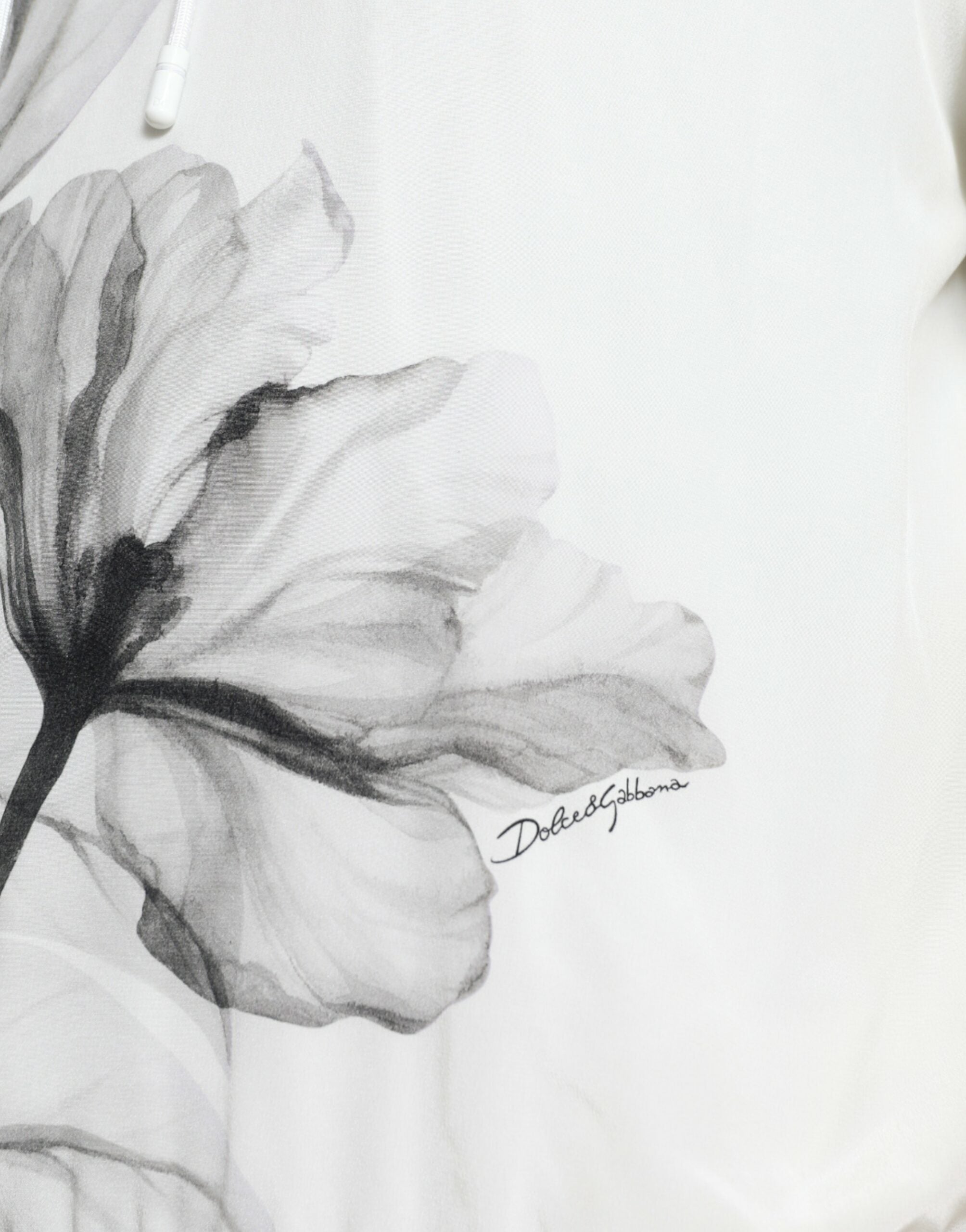 Елегантен копринен пуловер с качулка на цветя Dolce &amp; Gabbana