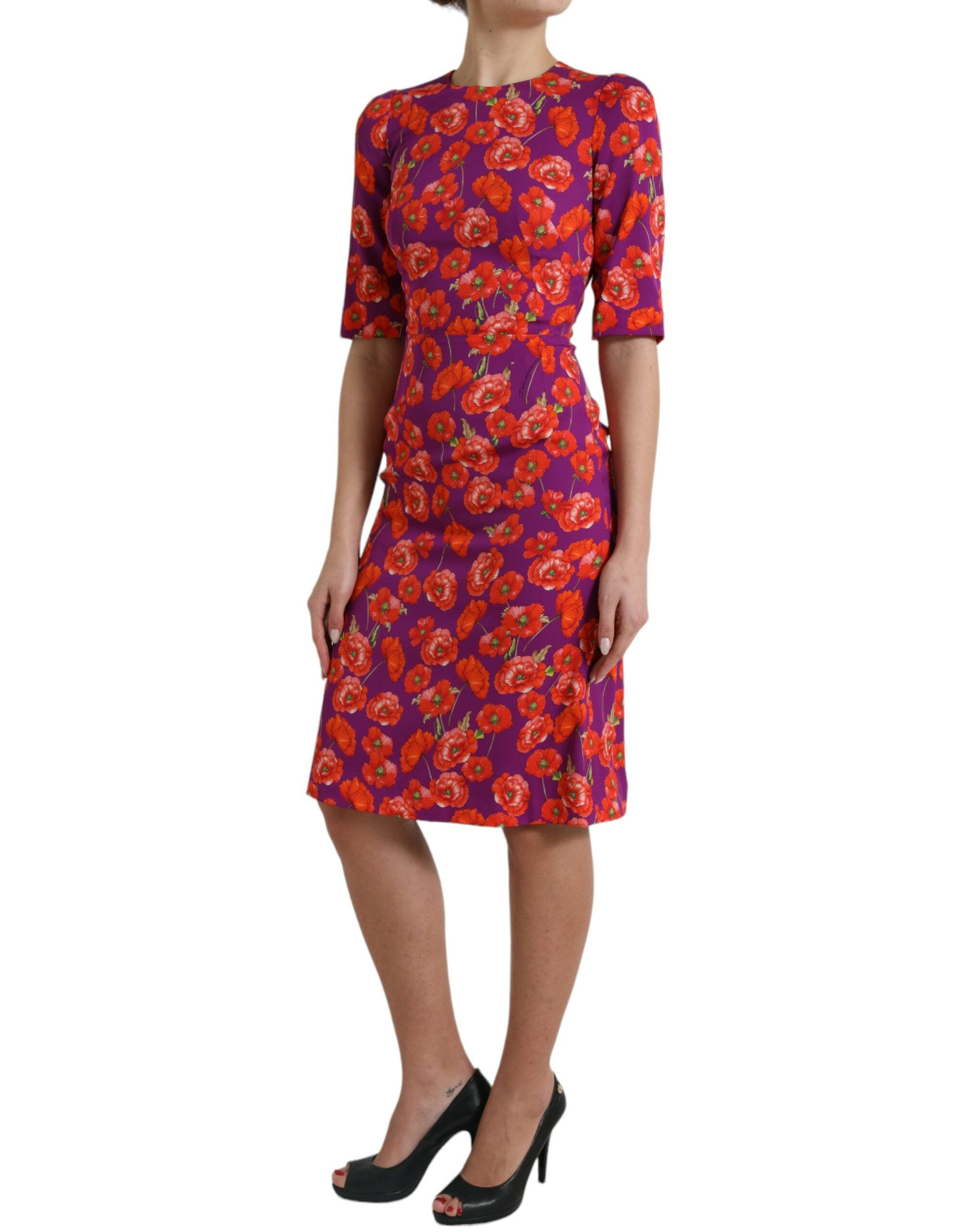 Dolce &amp; Gabbana Вибрираща флорална копринена рокля Charmeuse