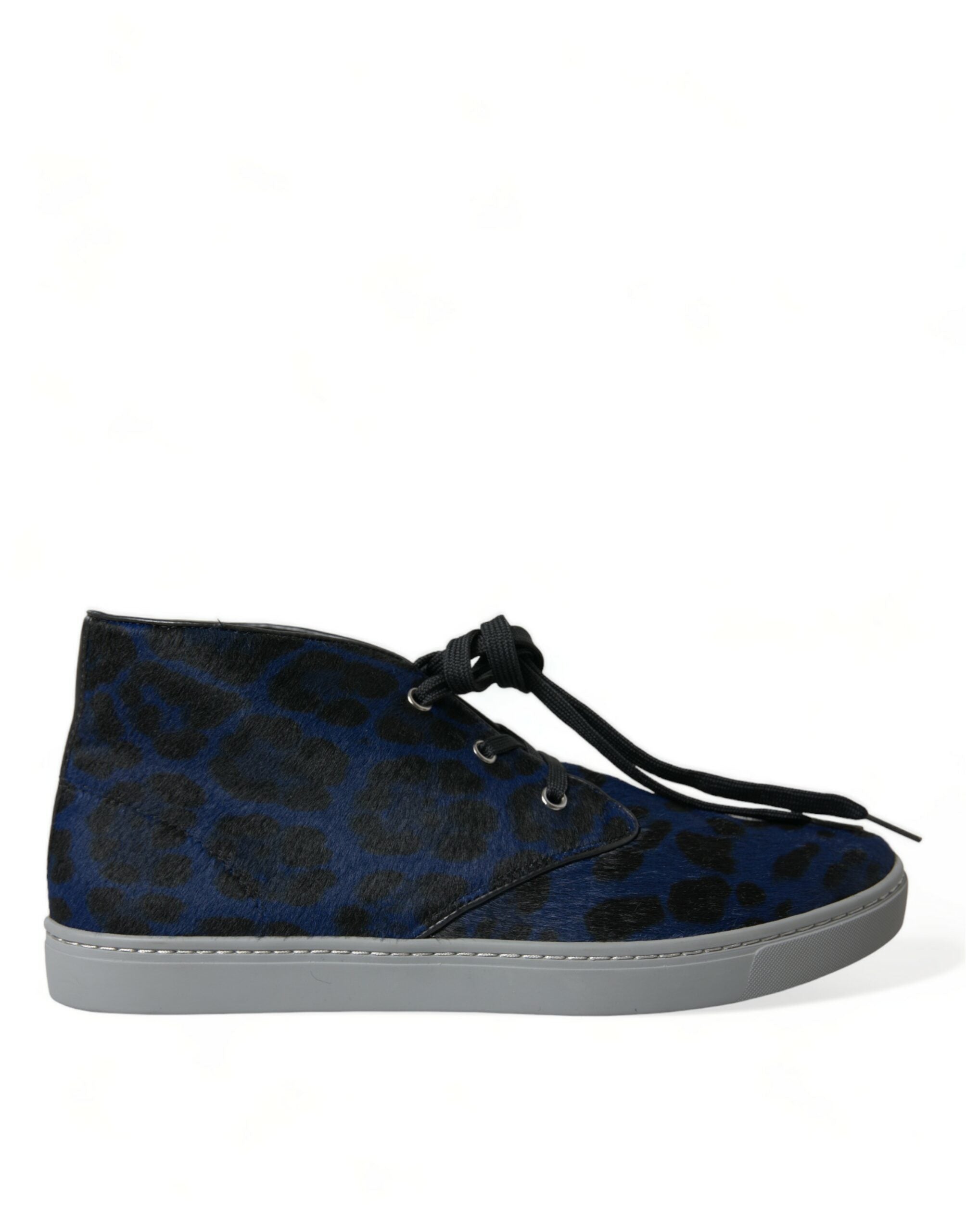 Мъжки високи кецове в тъмно синьо Dolce & Gabbana Men’s Chic Blue Leopard Print Mid-Top Sneakers