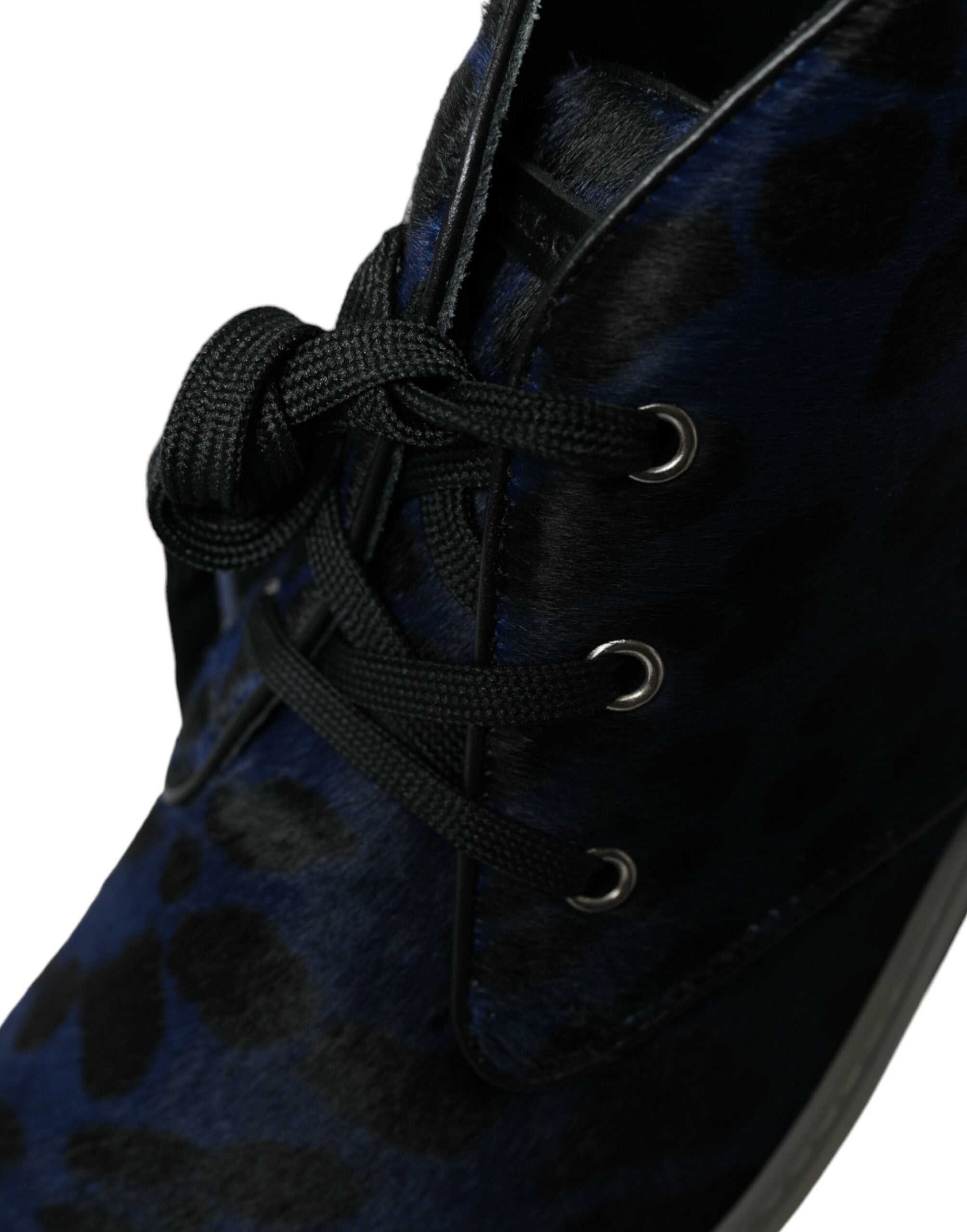 Мъжки високи кецове в тъмно синьо Dolce & Gabbana Men’s Chic Blue Leopard Print Mid-Top Sneakers