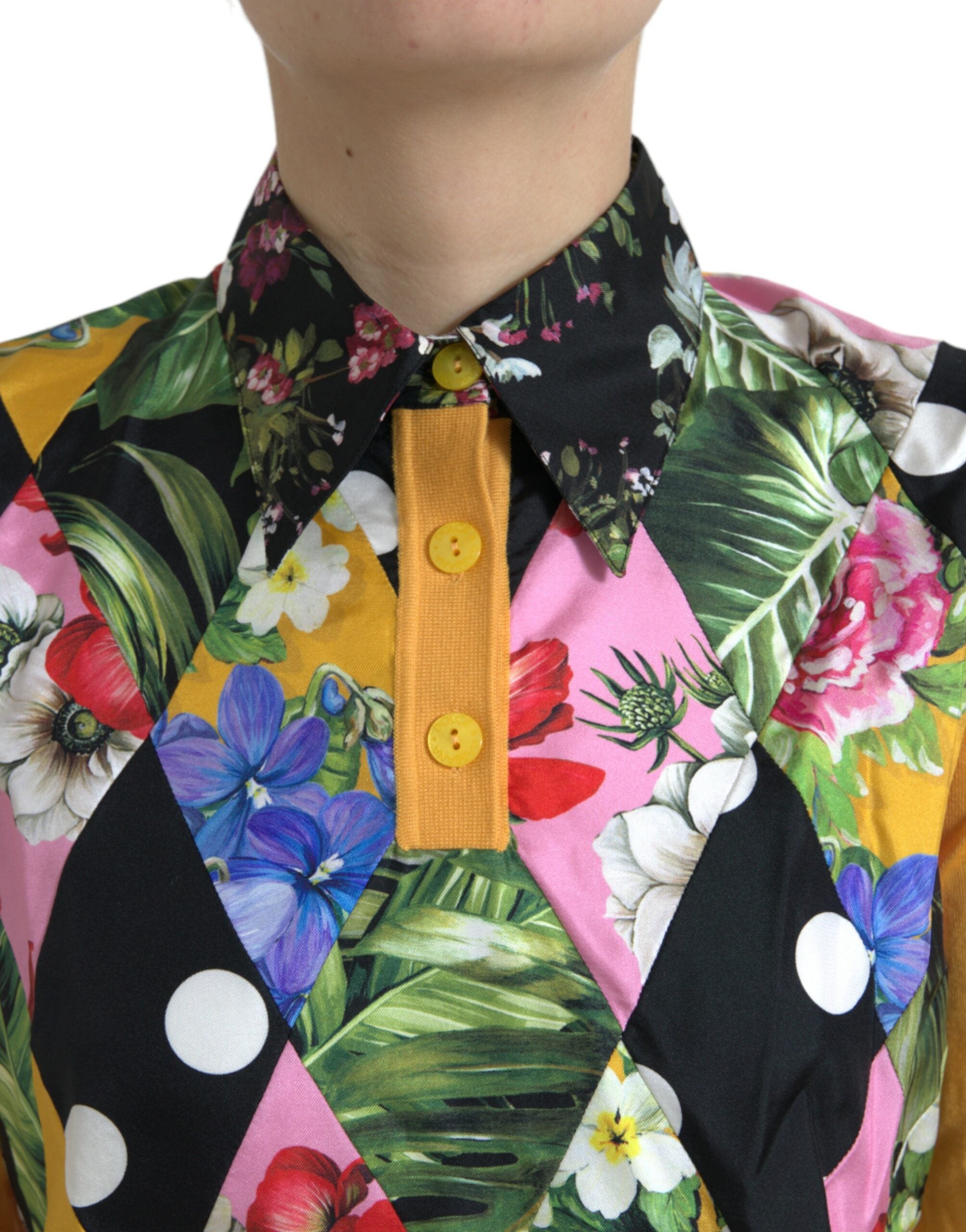 Dolce &amp; Gabbana елегантен пачуърк пуловер Henley Silk Blend