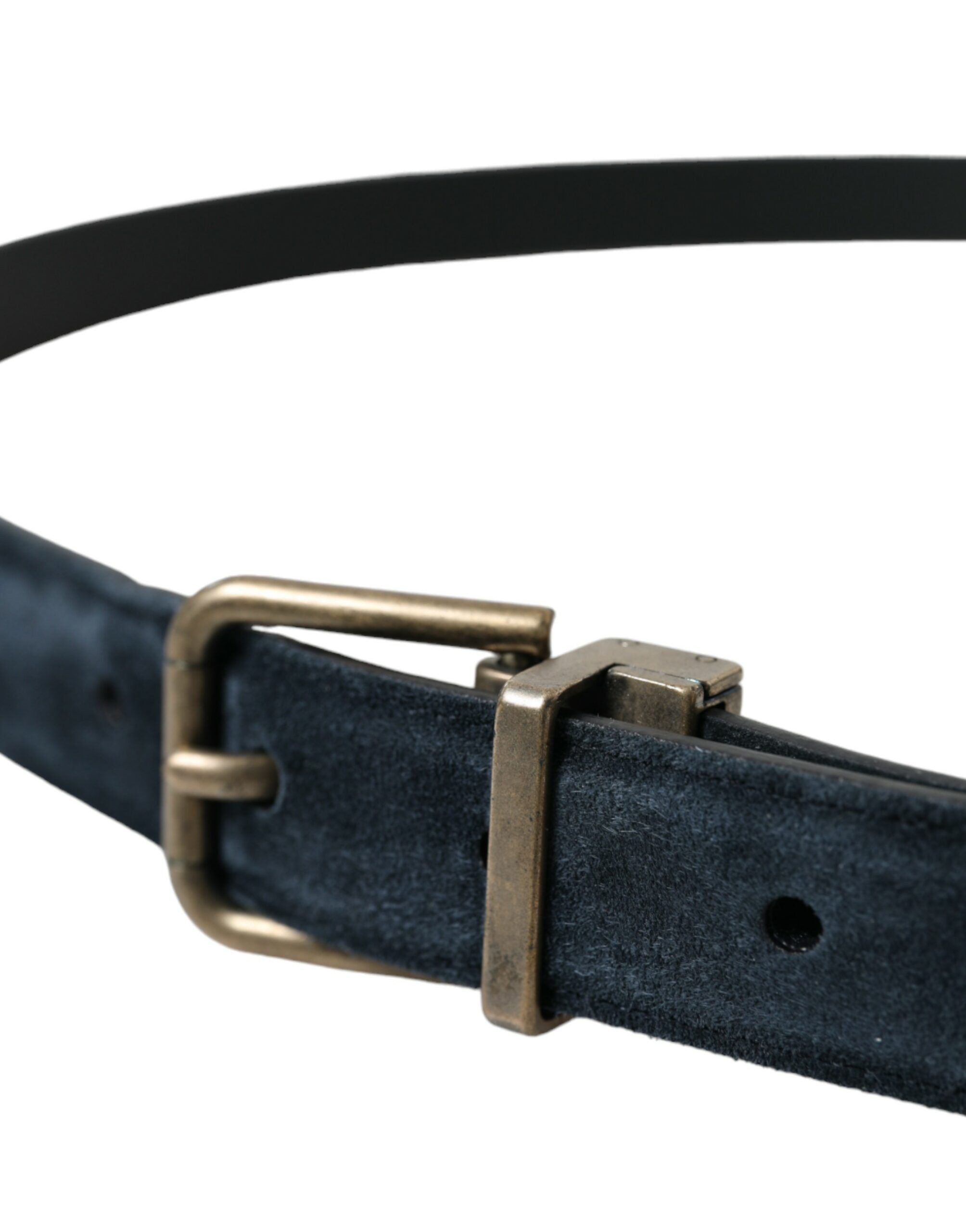 Мъжки колан от естествен велур в тъмно синьо Dolce & Gabbana Men’s Elegant Suede Leather Belt in Dark Blue