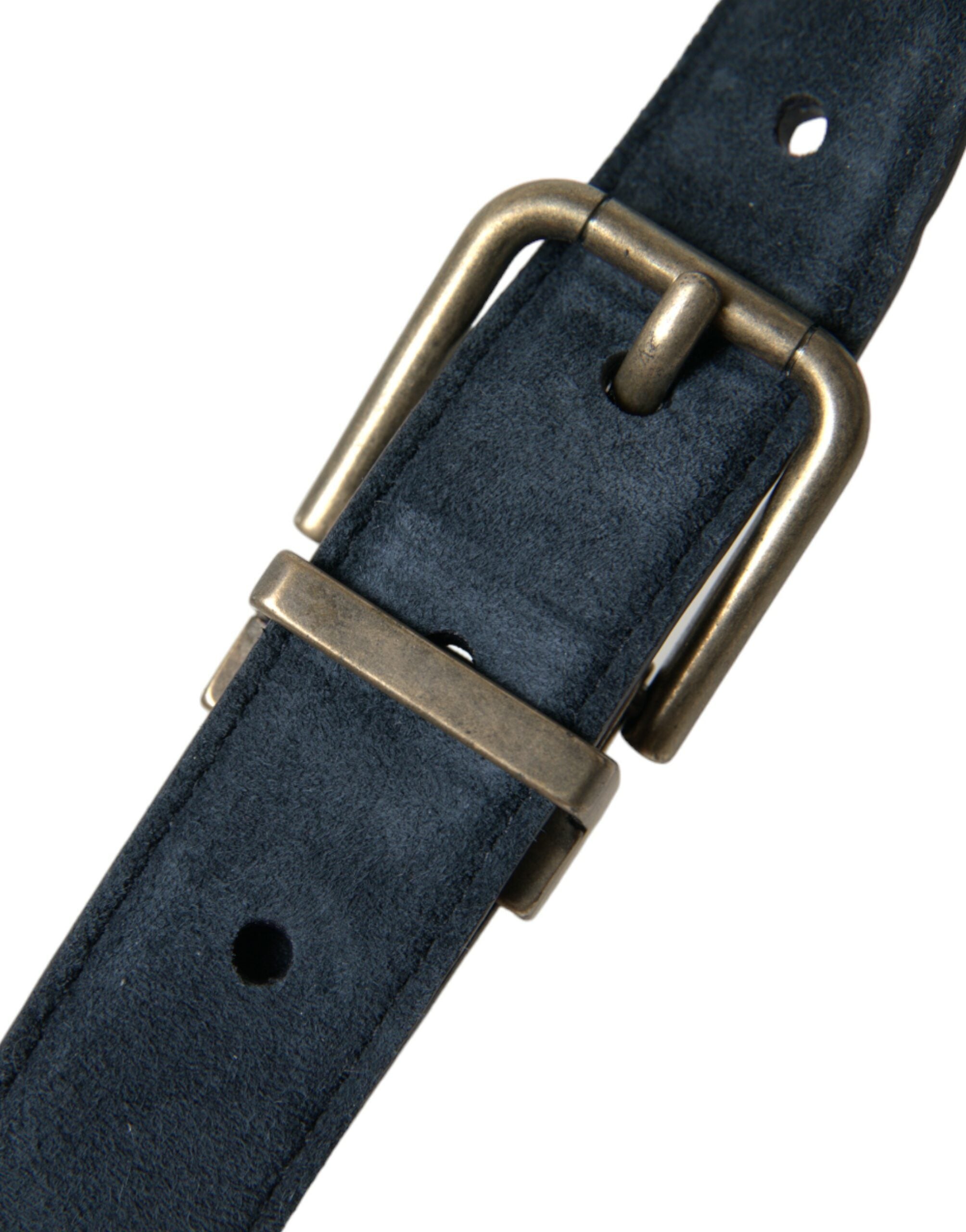 Мъжки колан от естествен велур в тъмно синьо Dolce & Gabbana Men’s Elegant Suede Leather Belt in Dark Blue