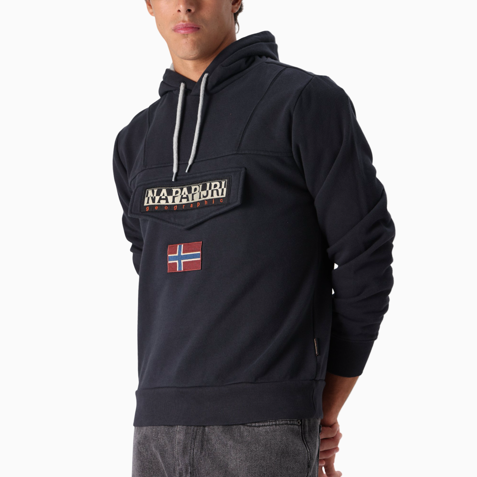 Мъжко черно худи Napapijri Men Hoodie NP0A892T Side View