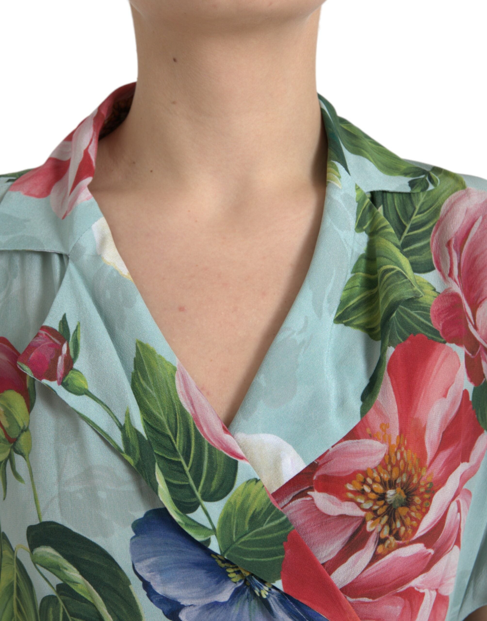 Елегантен комбинезон от копринен креп на цветя Dolce &amp; Gabbana