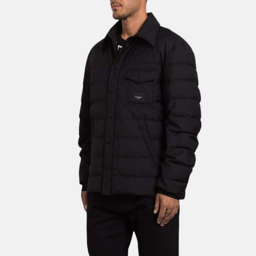 Мъжко черно зимно яке DOLCE & GABBANA Nero Collared Padded Logo Men Jacket